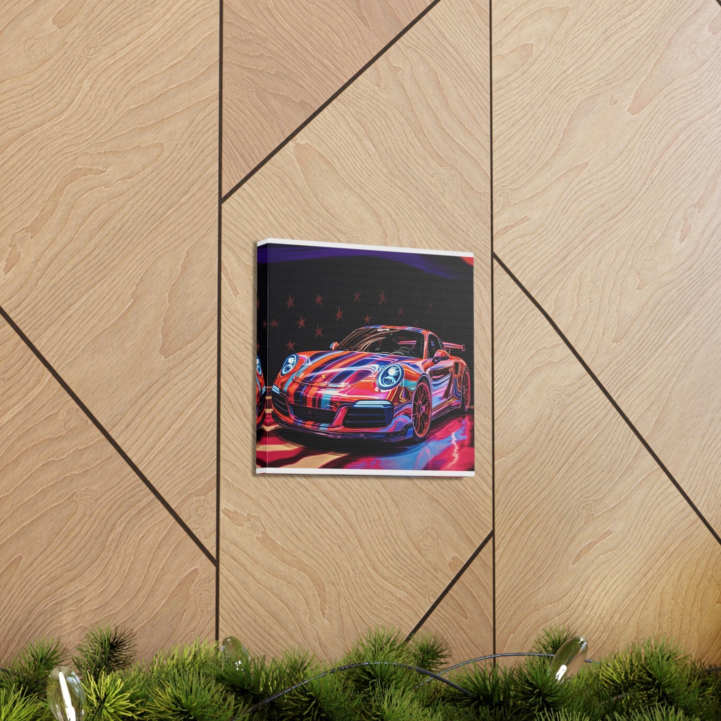 Canvas Gallery Wraps American Flag Colored Porsche 1