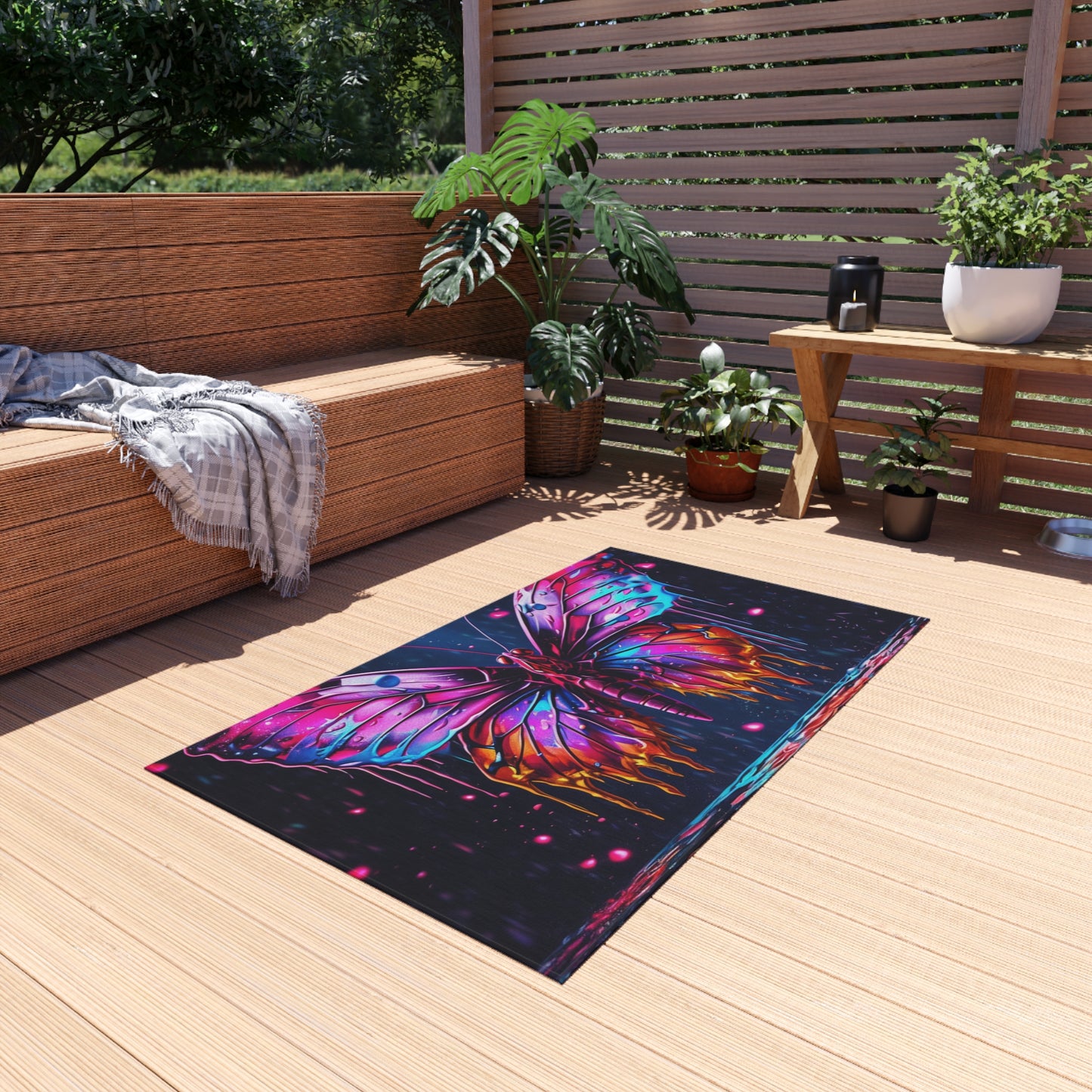 Outdoor Rug  Pink Butterfly Flair 2