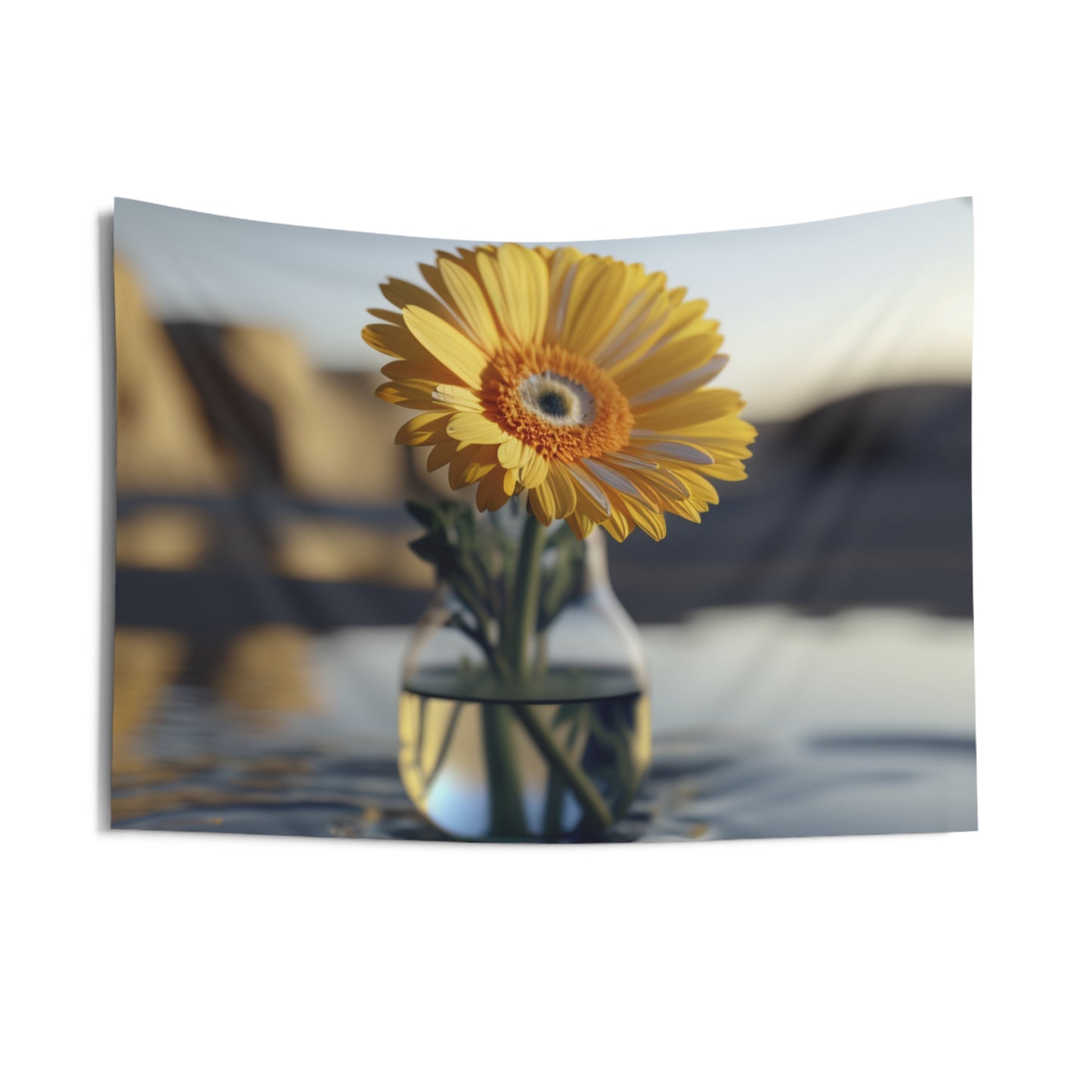 Indoor Wall Tapestries yello Gerbera glass 4