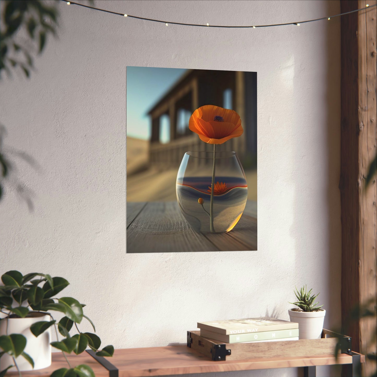 Premium Matte Vertical Posters Poppy in a Glass Vase 4