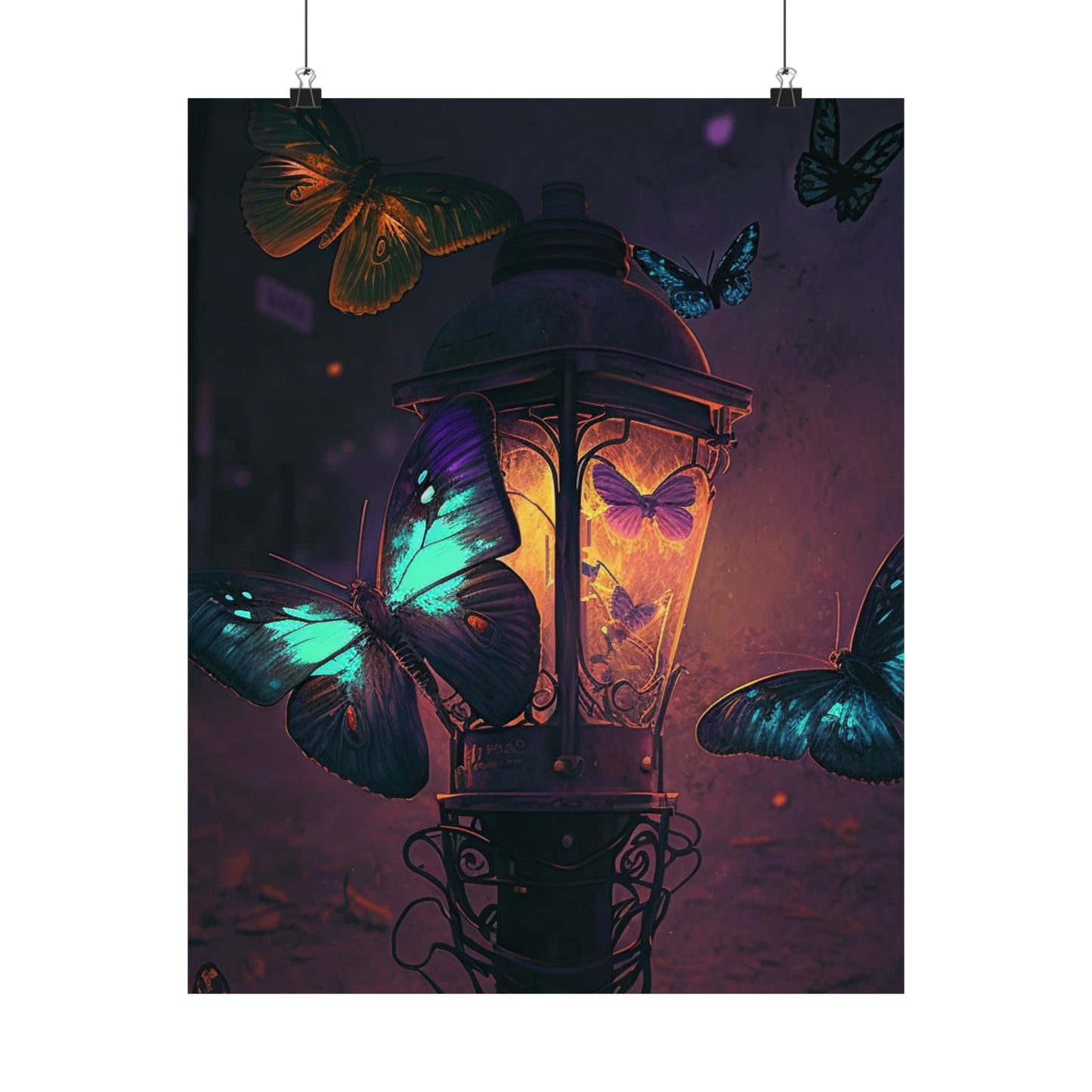 Premium Matte Vertical Posters Street Light Butterfly 4