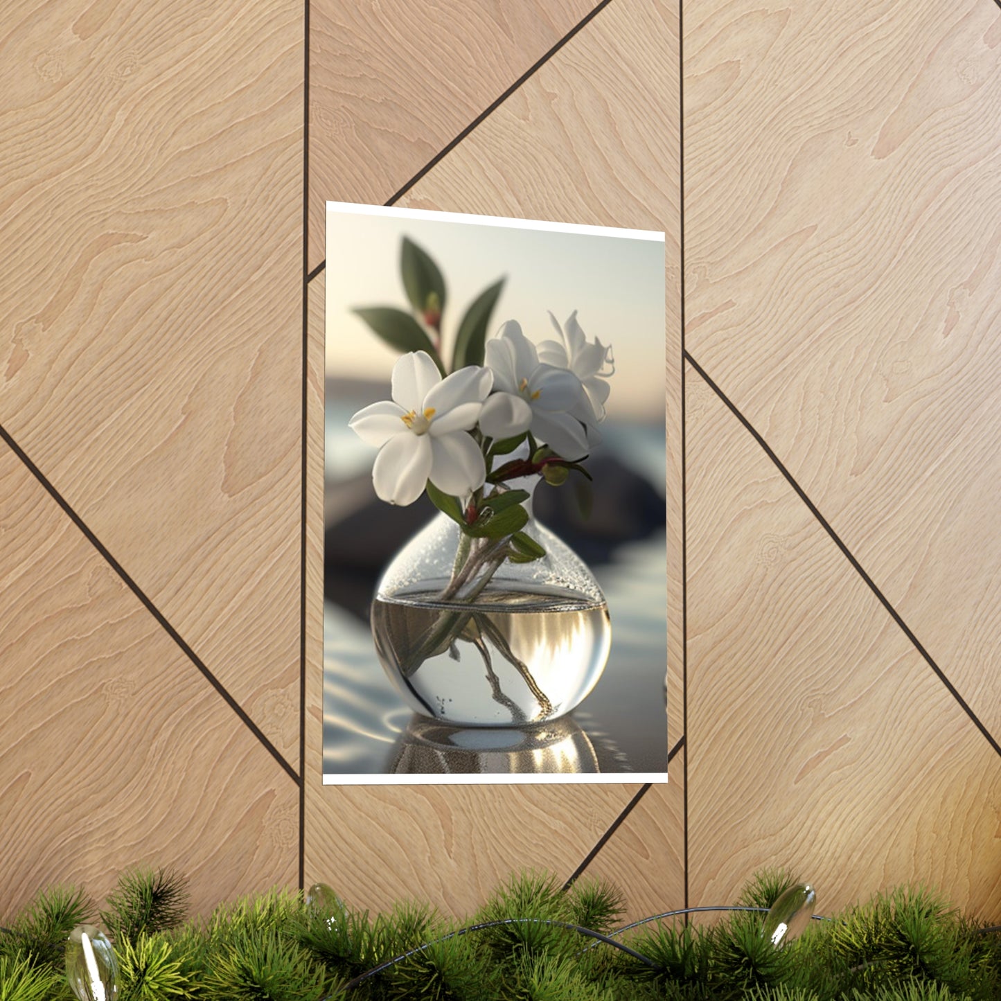 Premium Matte Vertical Posters Jasmine glass vase 1