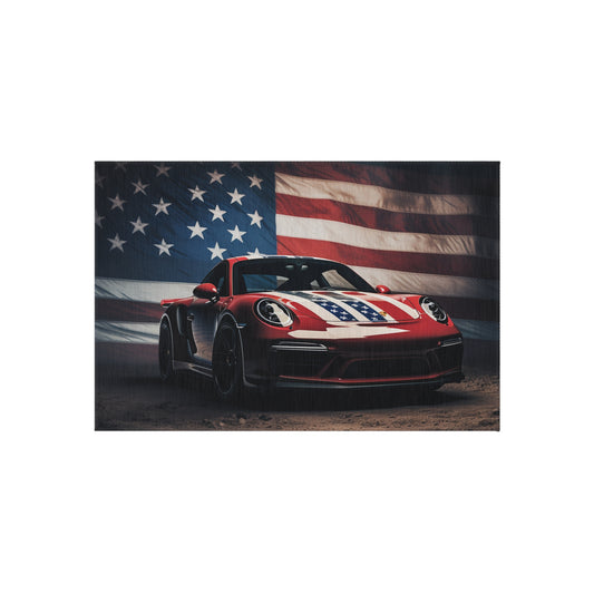 Outdoor Rug  American Flag Background Porsche 3