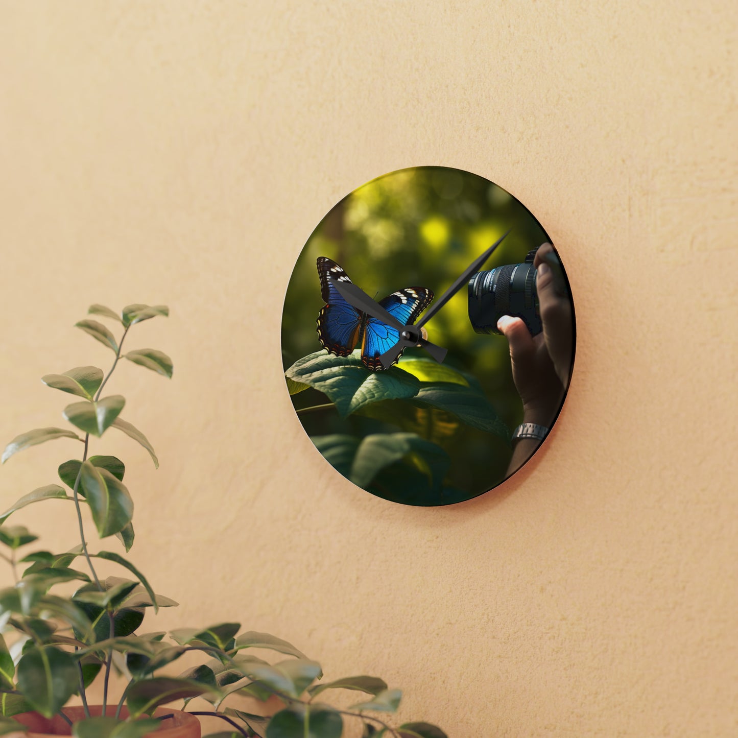 Acrylic Wall Clock Jungle Butterfly 3