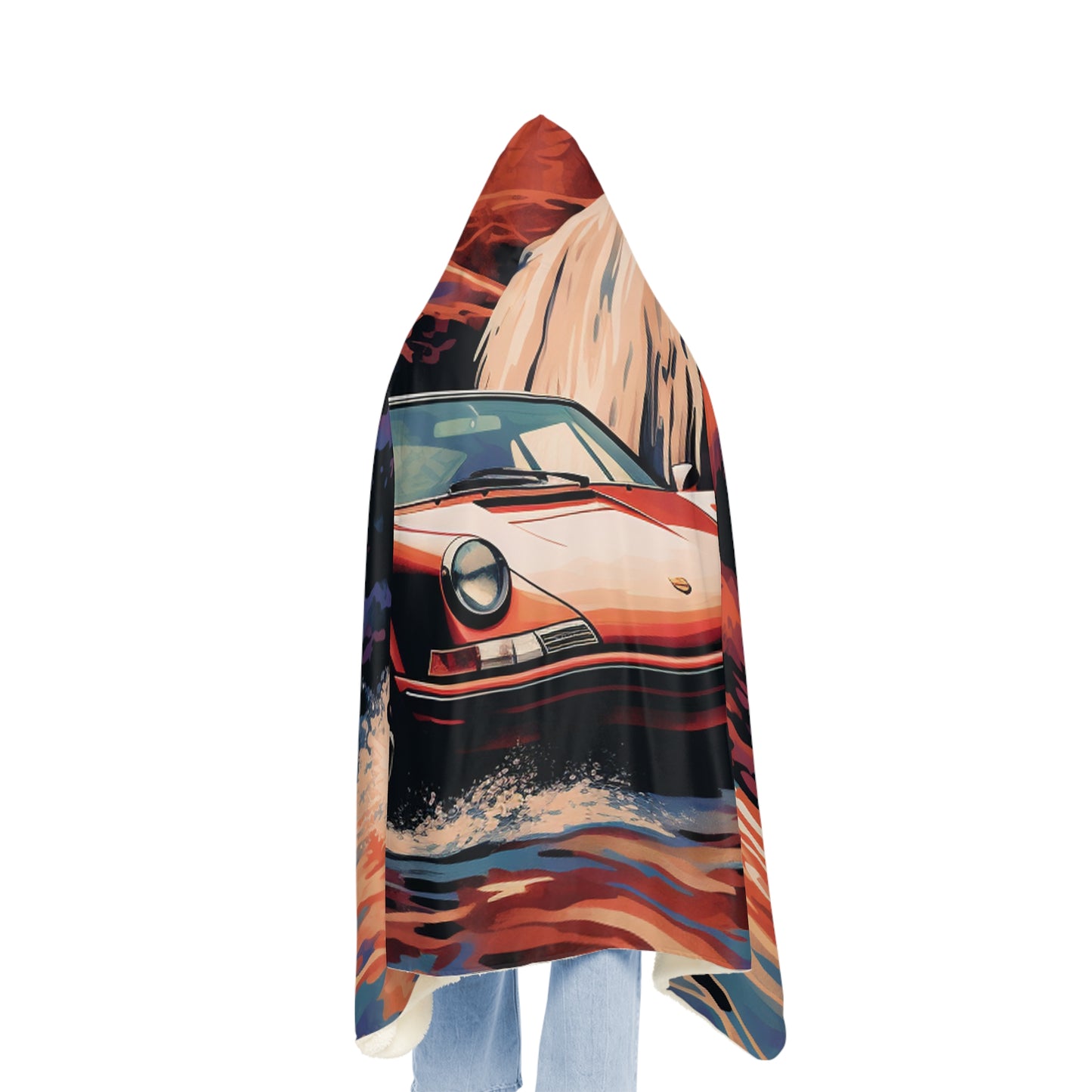 Snuggle Hooded Blanket American Flag Porsche Abstract 4