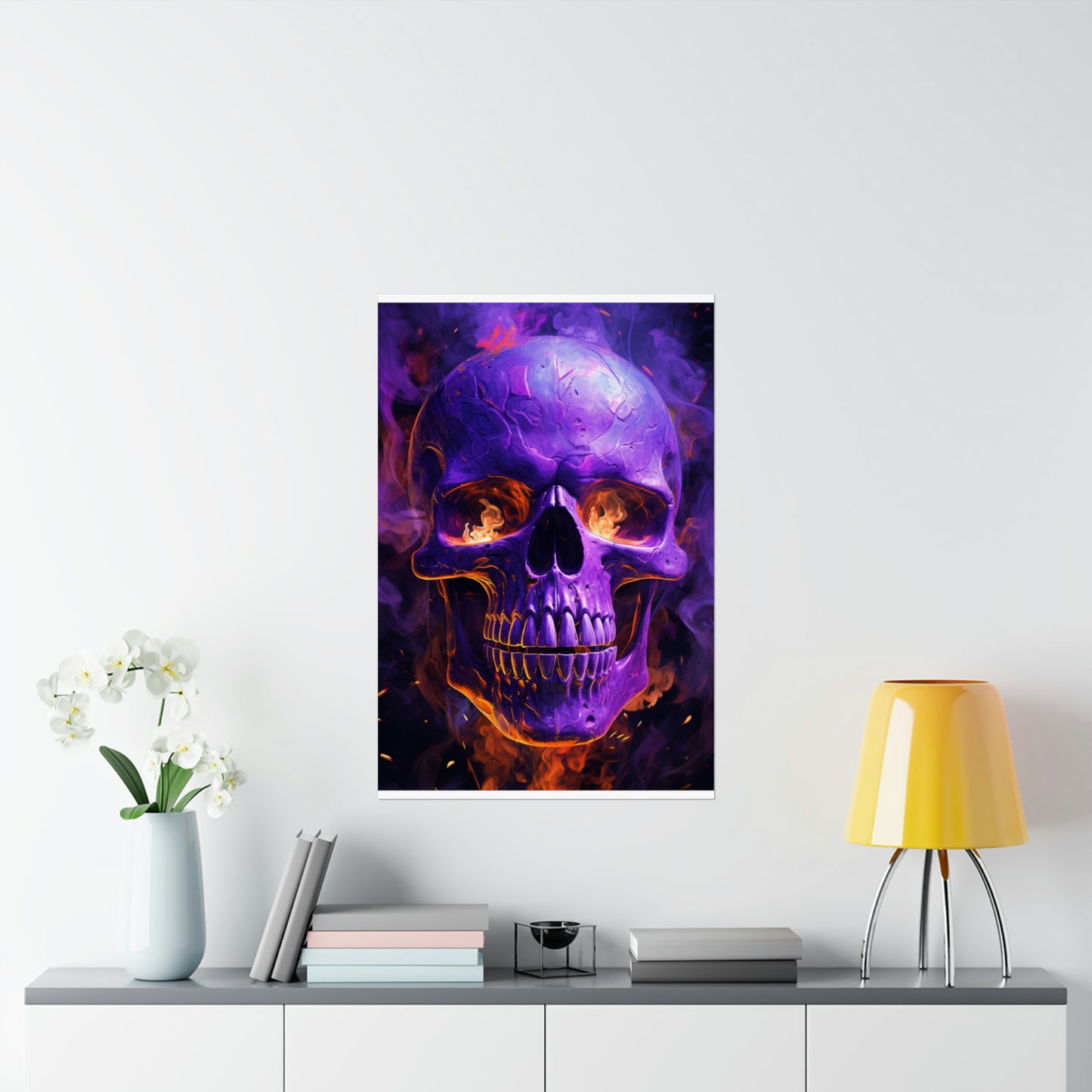 Premium Matte Vertical Posters Skull Flames 1