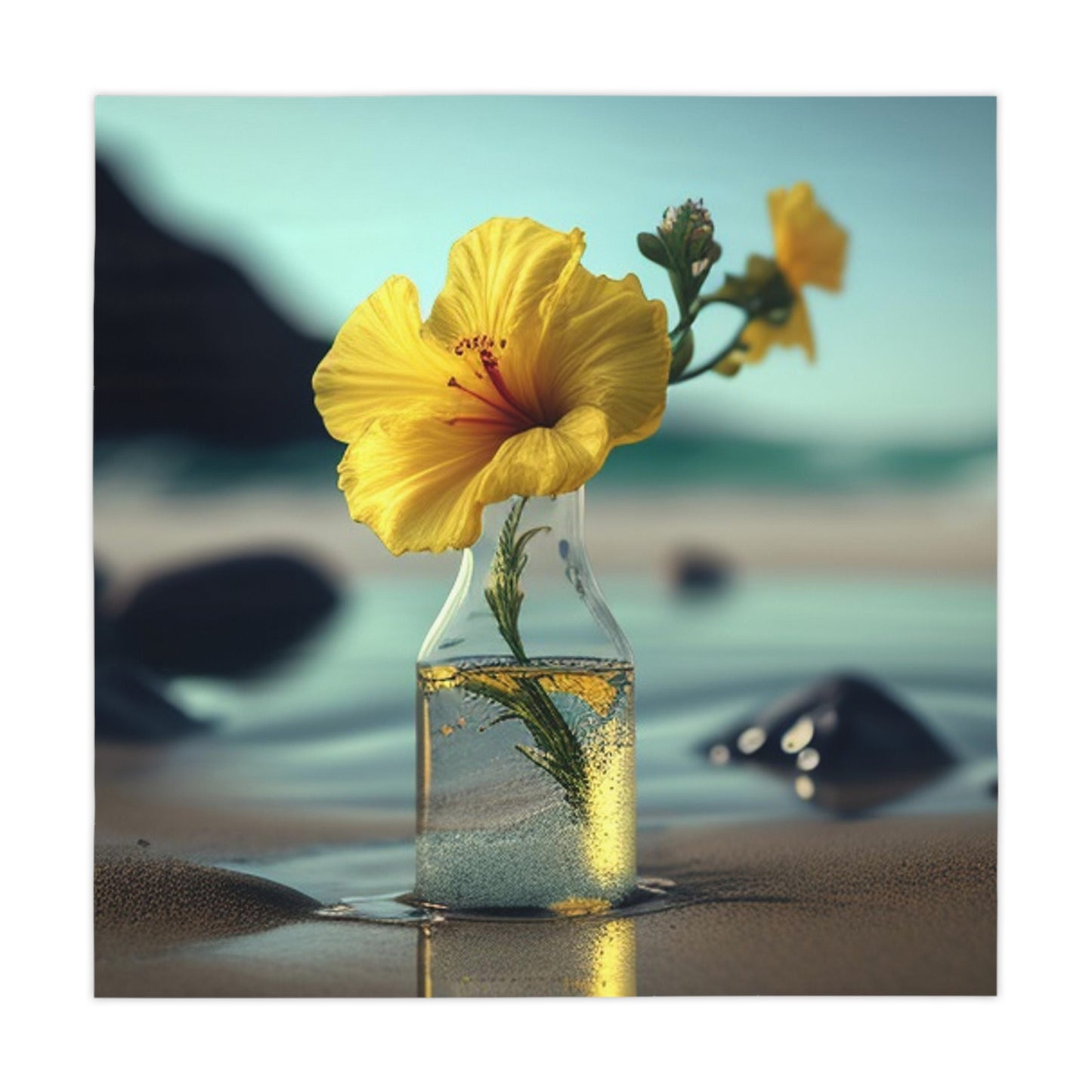 Tablecloth Yellow Hibiscus glass 3