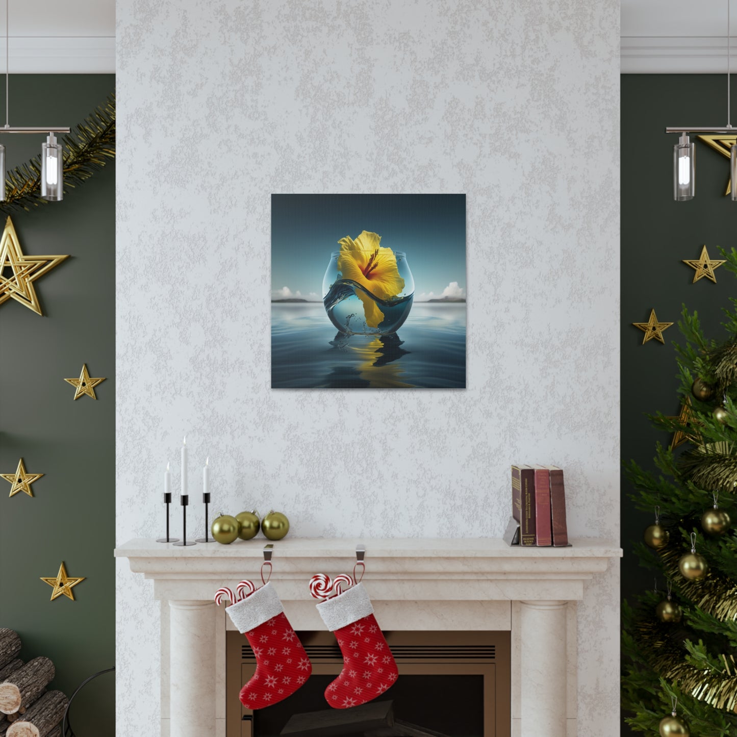 Canvas Gallery Wraps Yellow Hibiscus glass 4