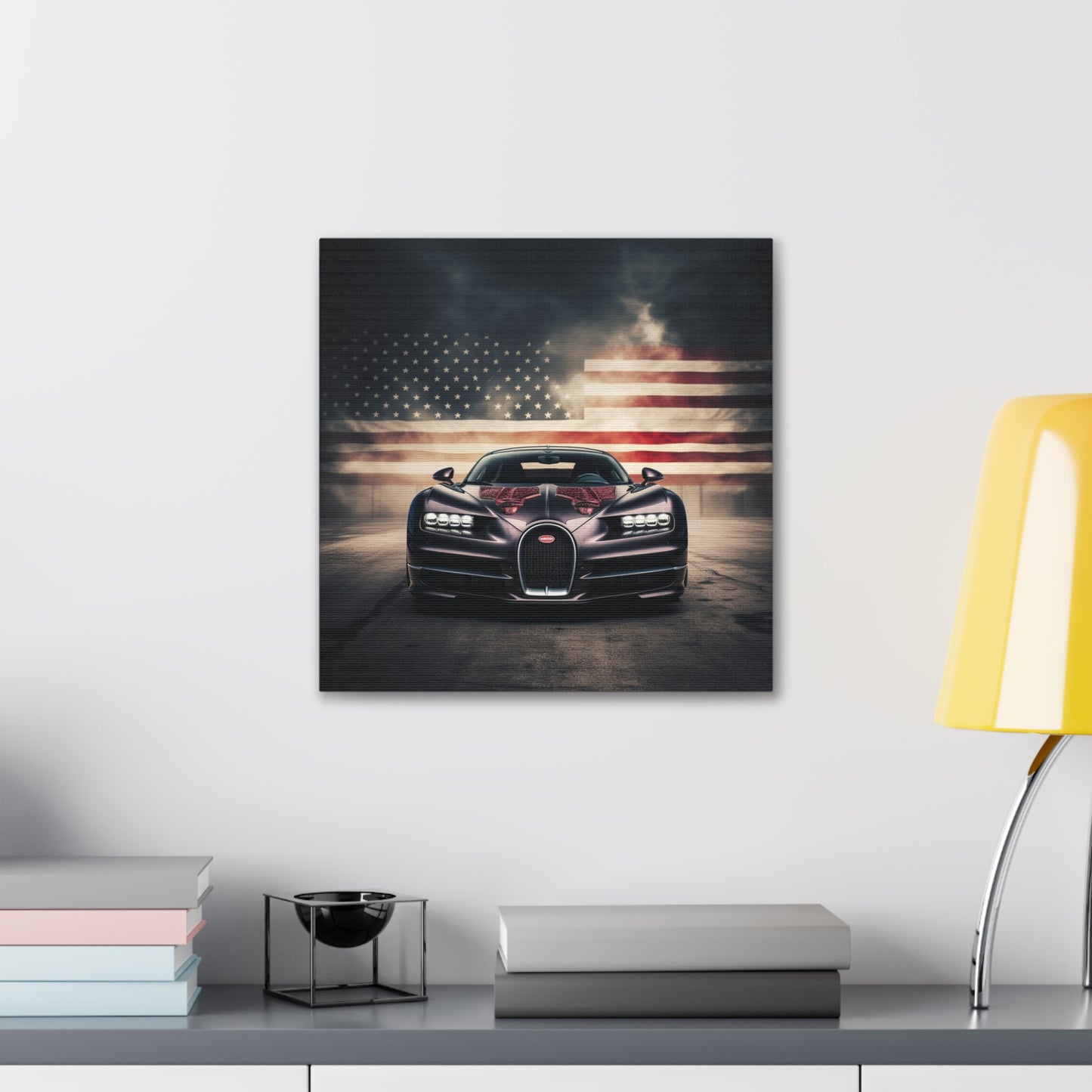 Canvas Gallery Wraps American Flag Background Bugatti 2