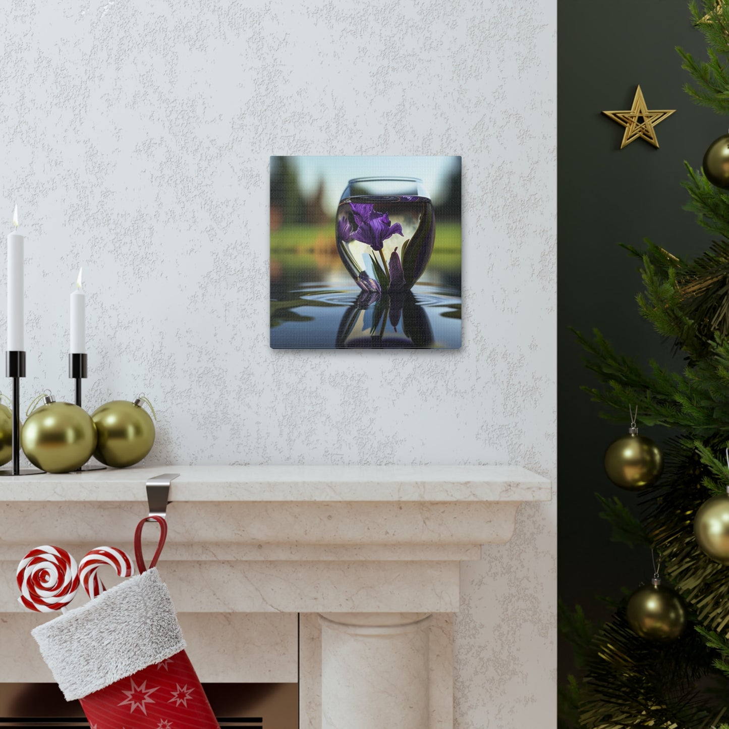 Canvas Gallery Wraps Purple Iris in a vase 3