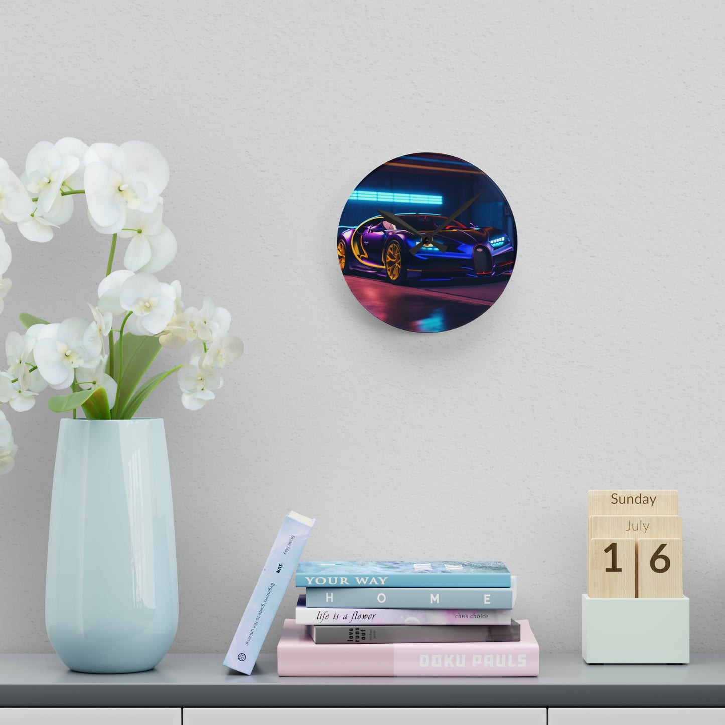 Acrylic Wall Clock Hyper Bugatti Neon Chiron 4