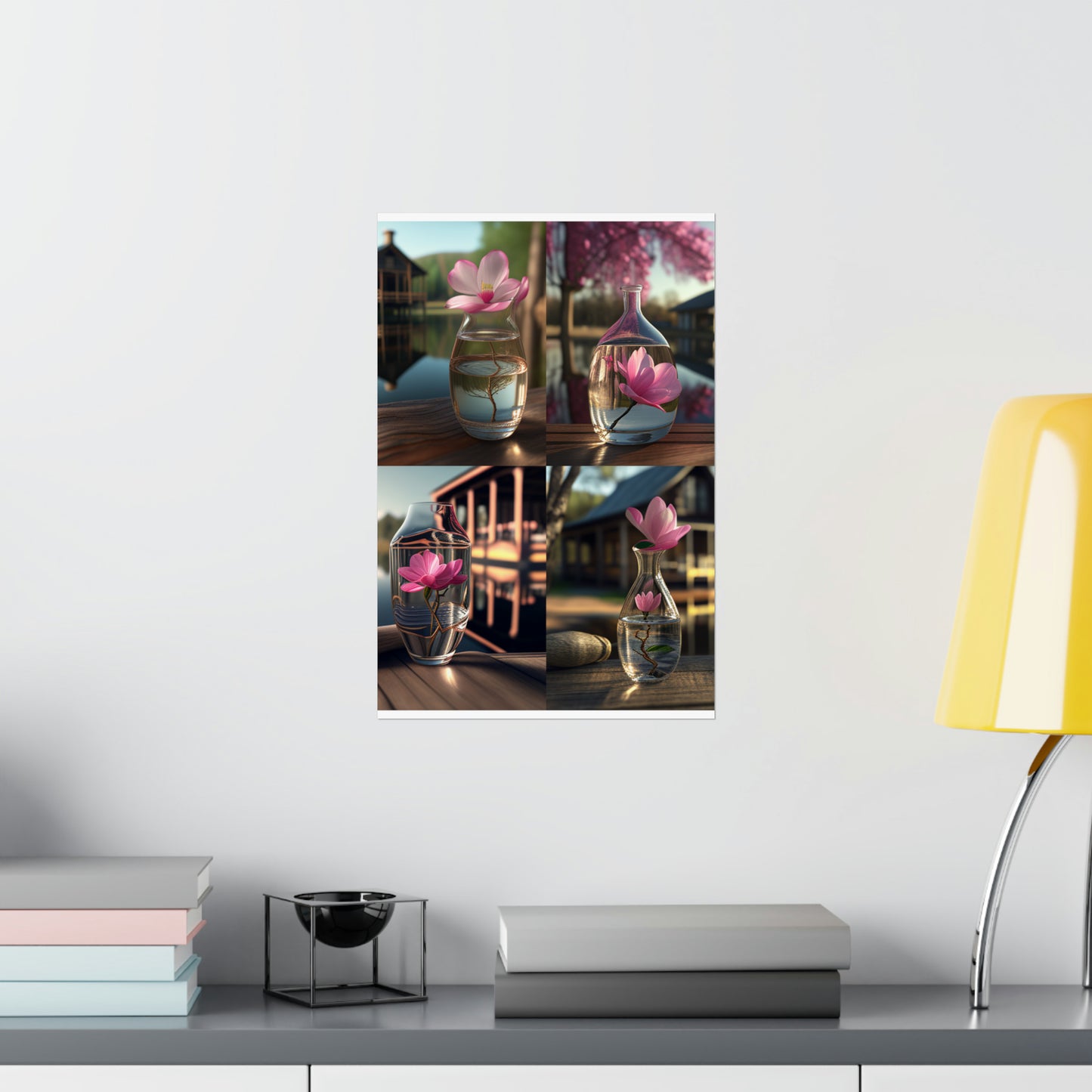 Premium Matte Vertical Posters Magnolia in a Glass vase 5