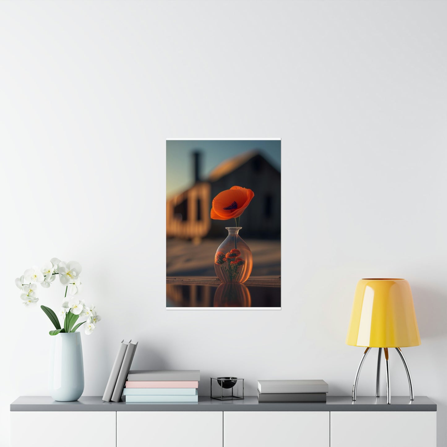 Premium Matte Vertical Posters Orange Poppy in a Vase 3