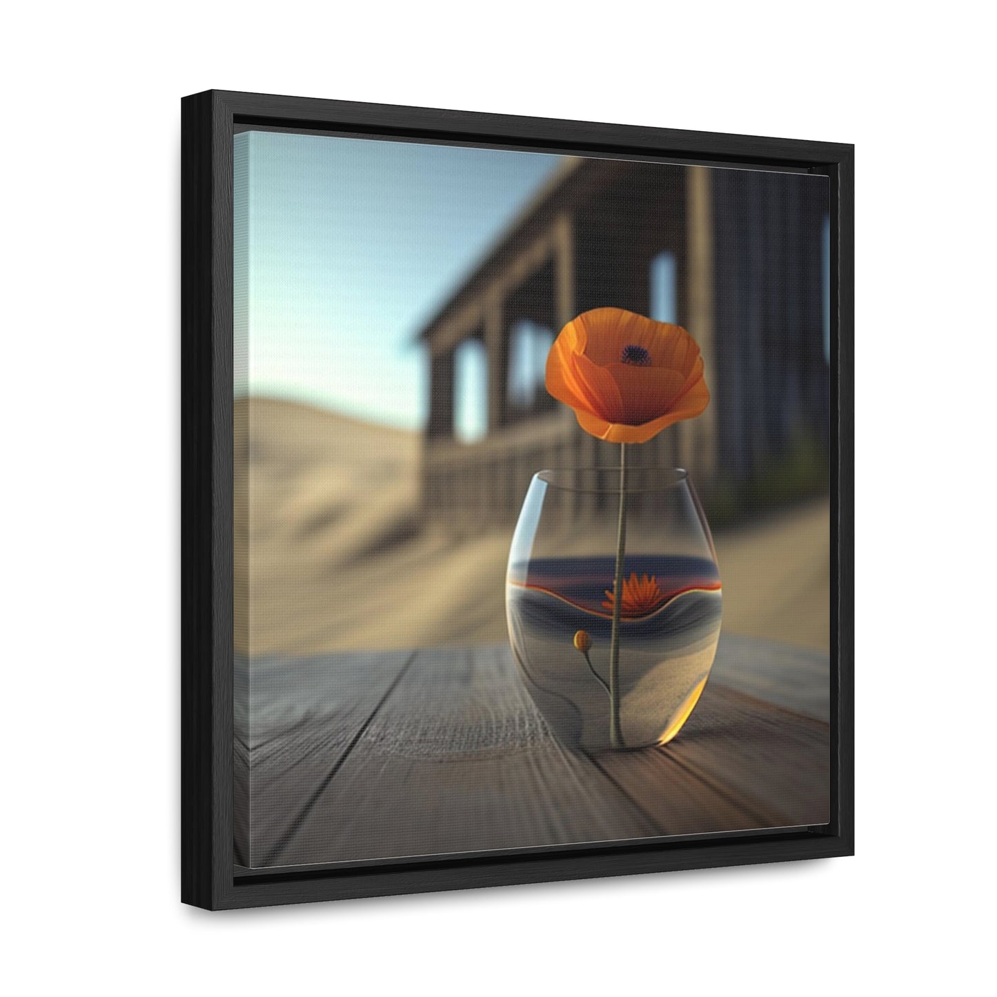 Gallery Canvas Wraps, Square Frame Poppy in a Glass Vase 4