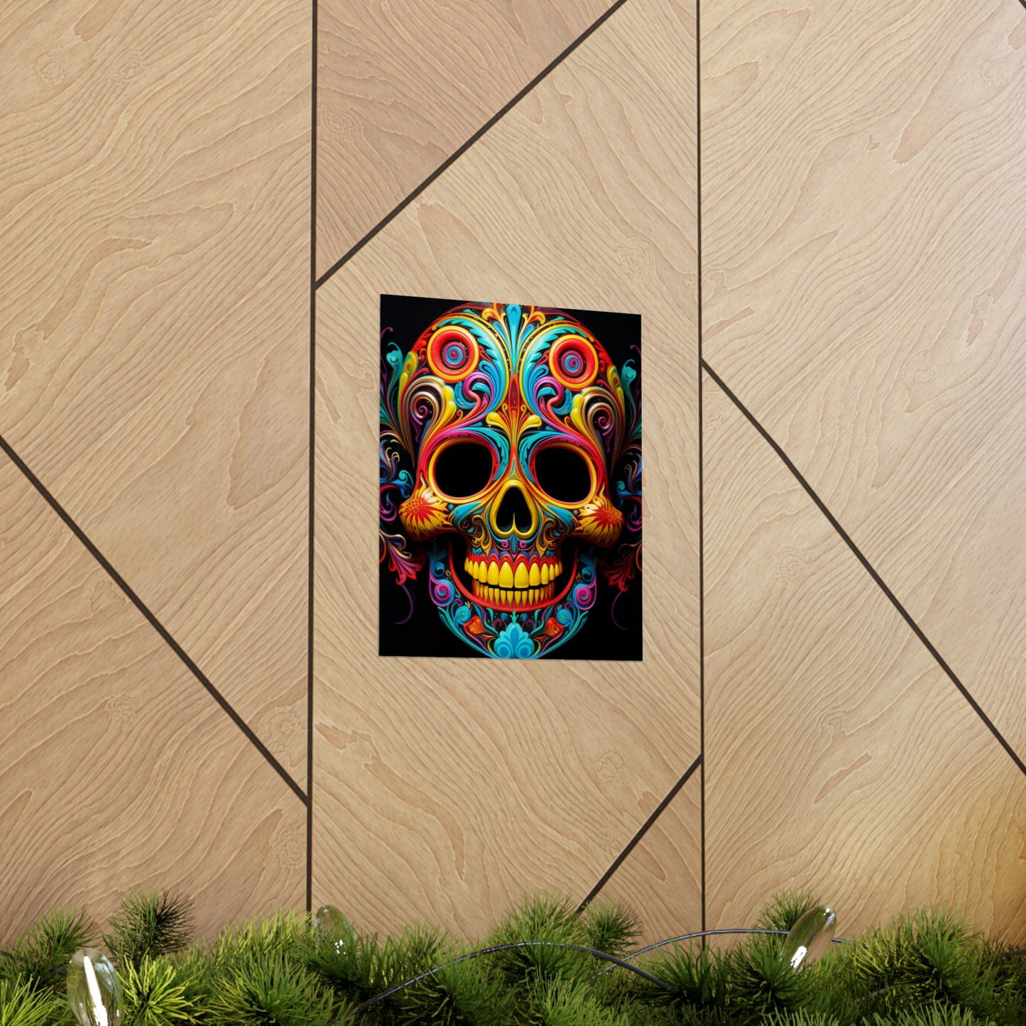 Premium Matte Vertical Posters Macro Skull Color 1