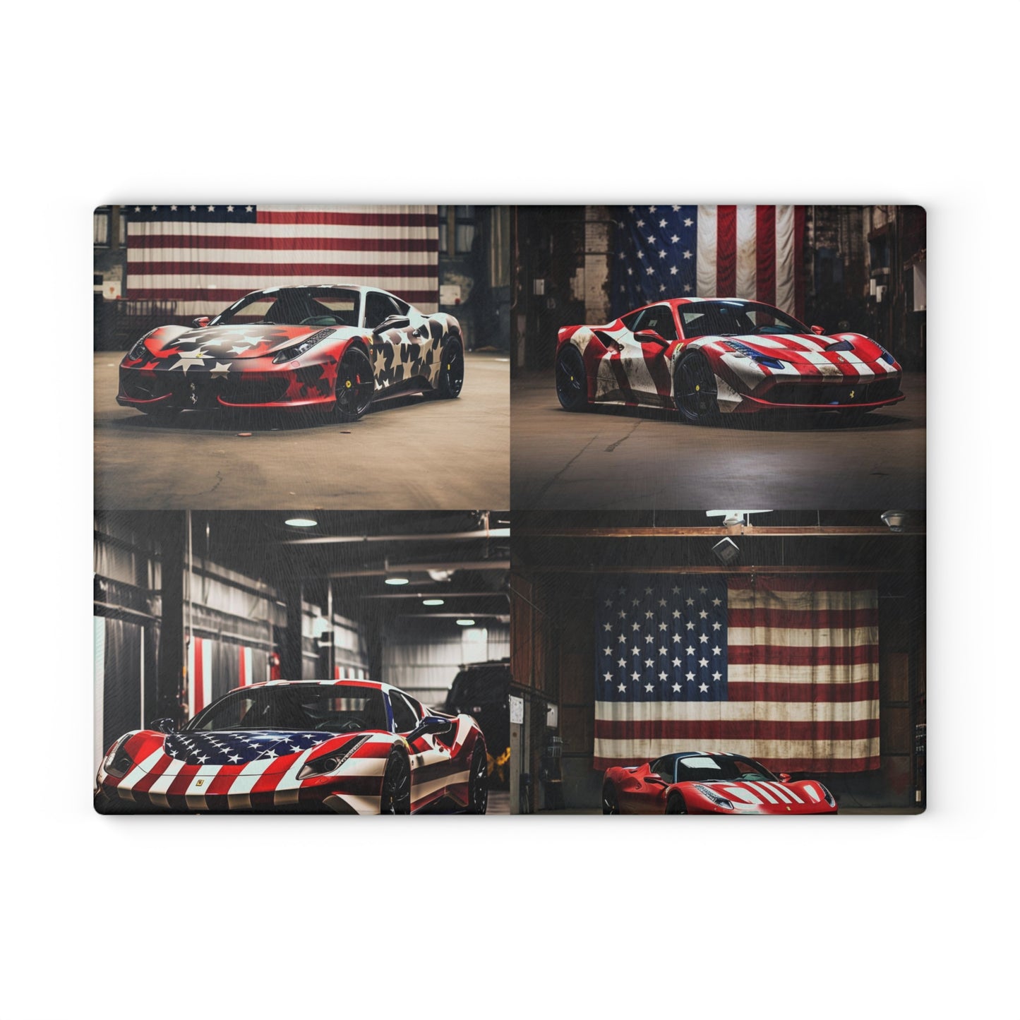 Glass Cutting Board American Flag Farrari 5