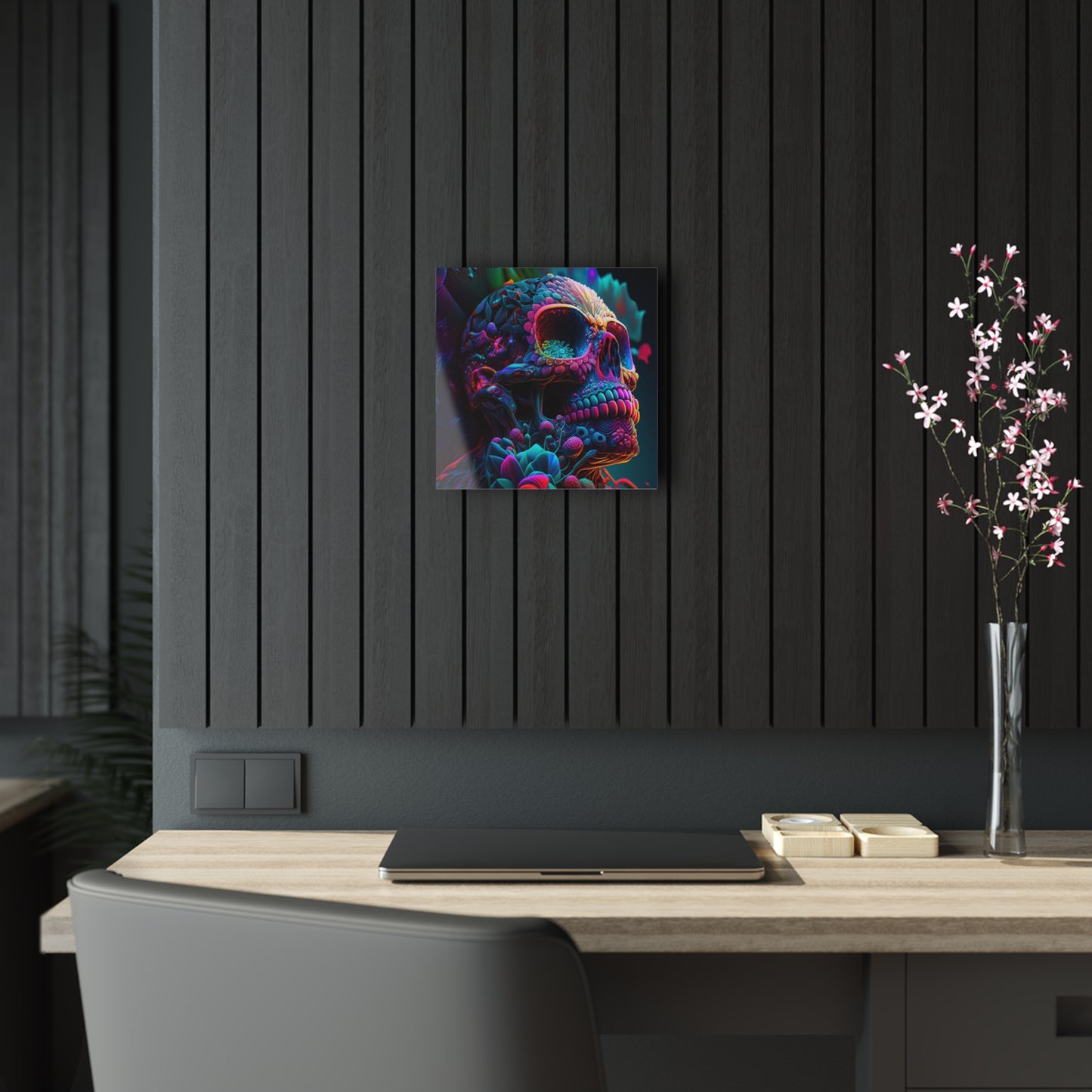 Acrylic Prints Florescent Skull Death 3