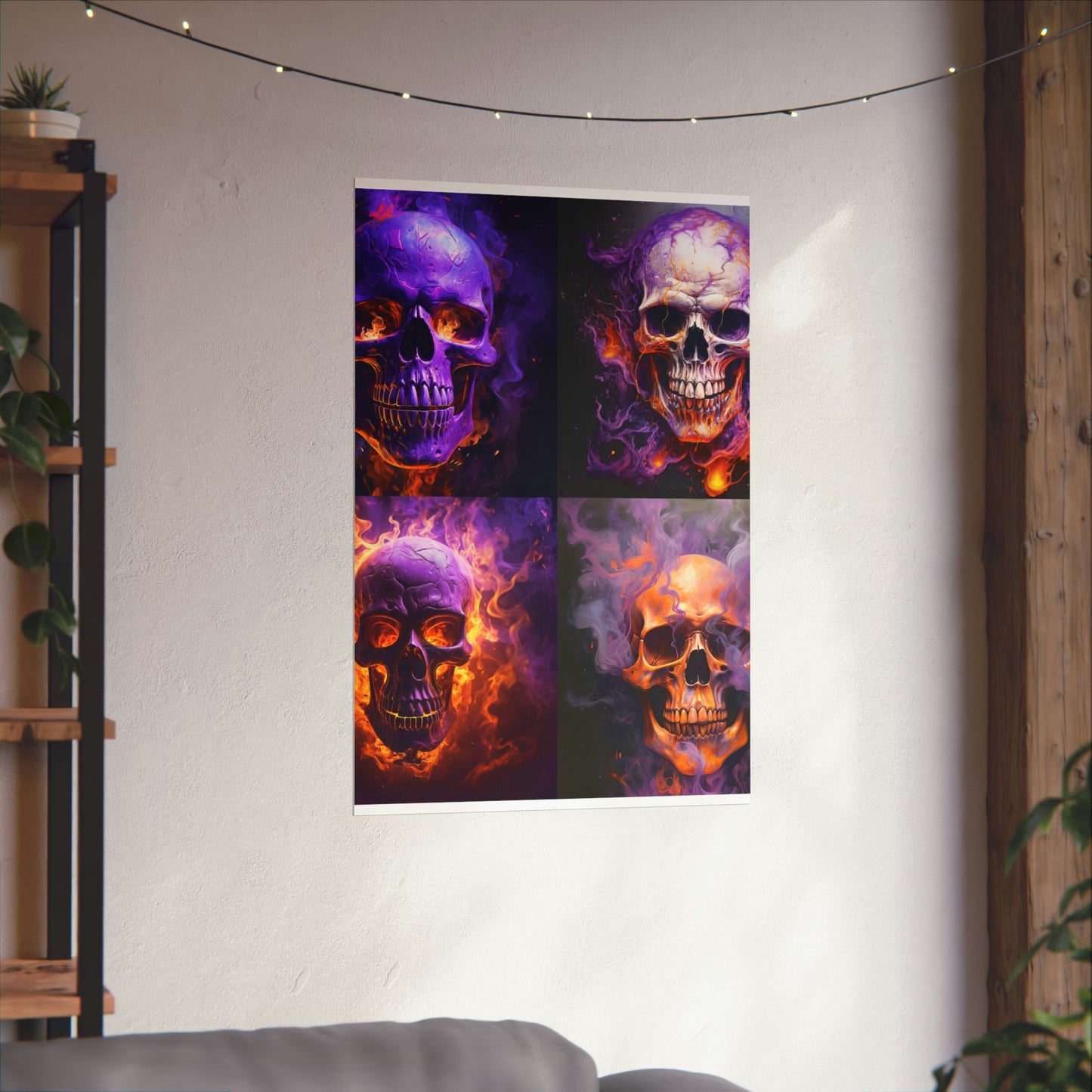 Premium Matte Vertical Posters Skull Flames 5