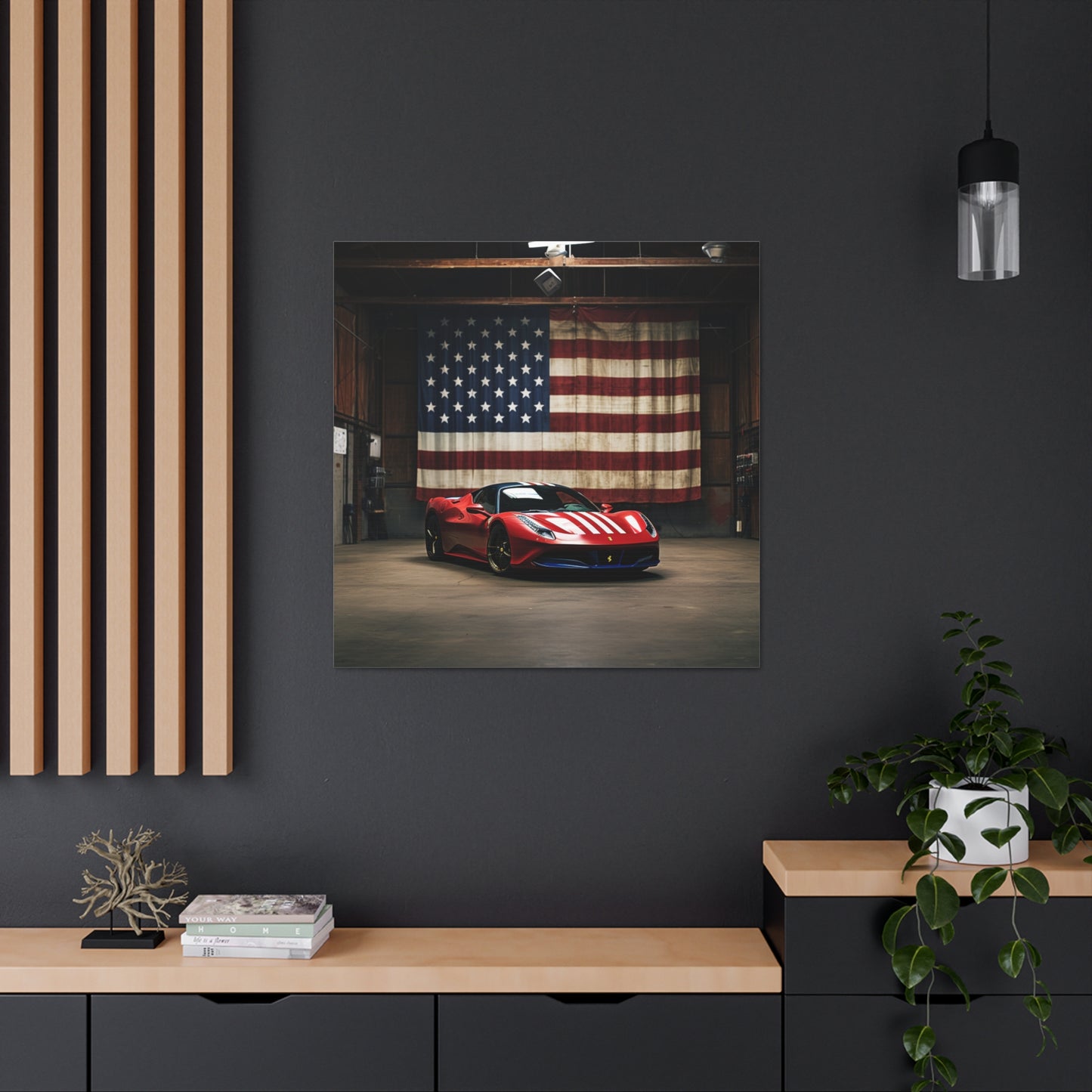 Canvas Gallery Wraps American Flag Farrari 4