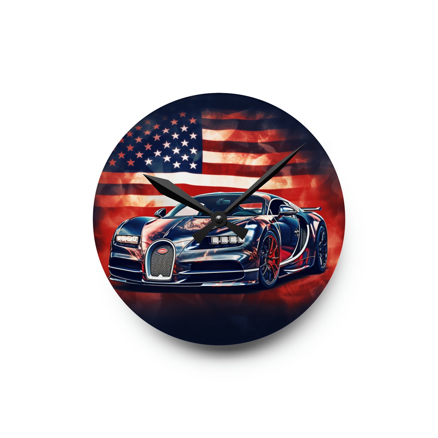 Acrylic Wall Clock Abstract American Flag Background Bugatti 4