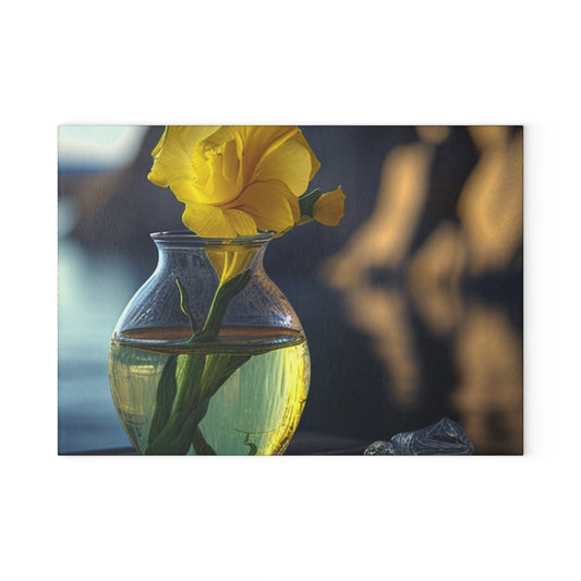 Glass Cutting Board Yellow Gladiolus glass 3