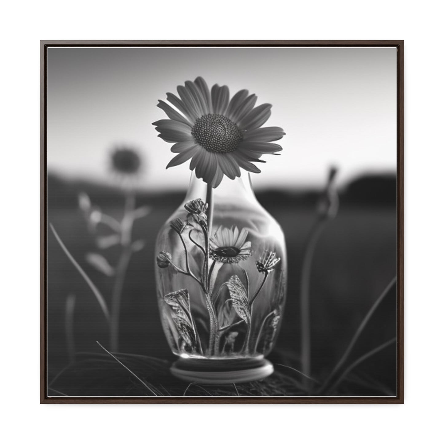 Gallery Canvas Wraps, Square Frame Yellw Sunflower in a vase 2