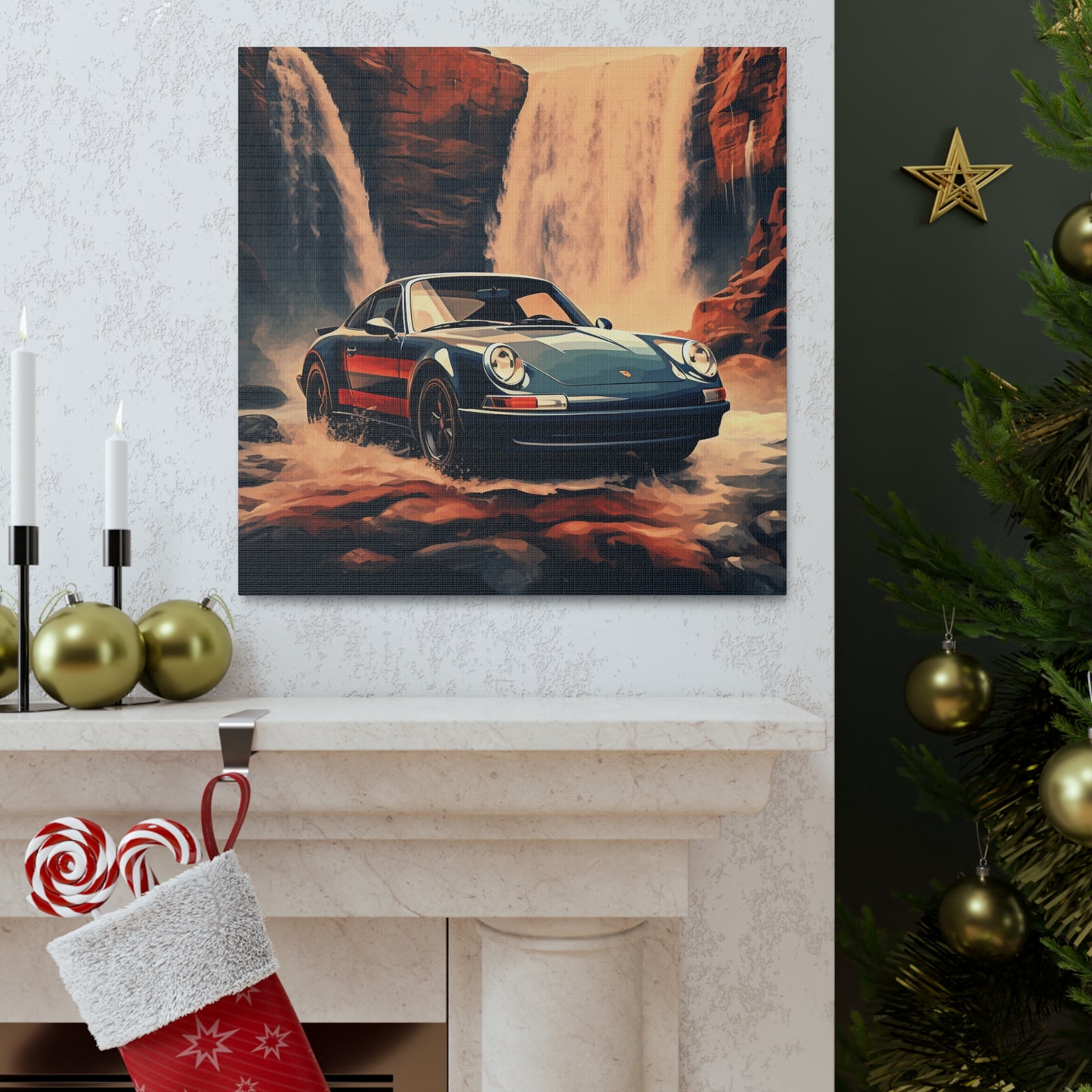 Canvas Gallery Wraps American Flag Porsche Abstract 3