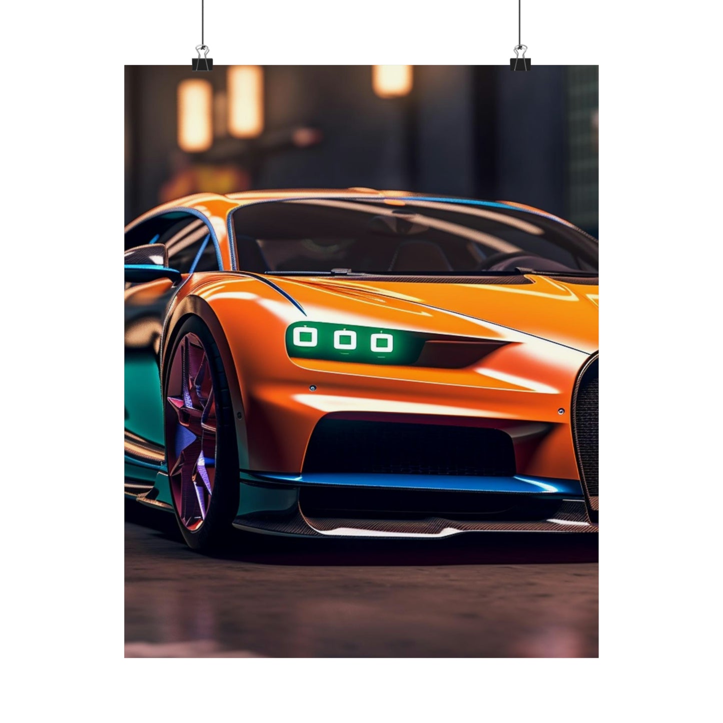 Premium Matte Vertical Posters Hyper Bugatti Neon Chiron 1