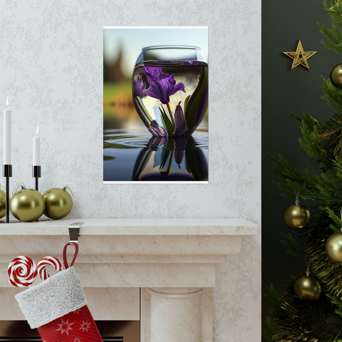 Premium Matte Vertical Posters Purple Iris in a vase 3