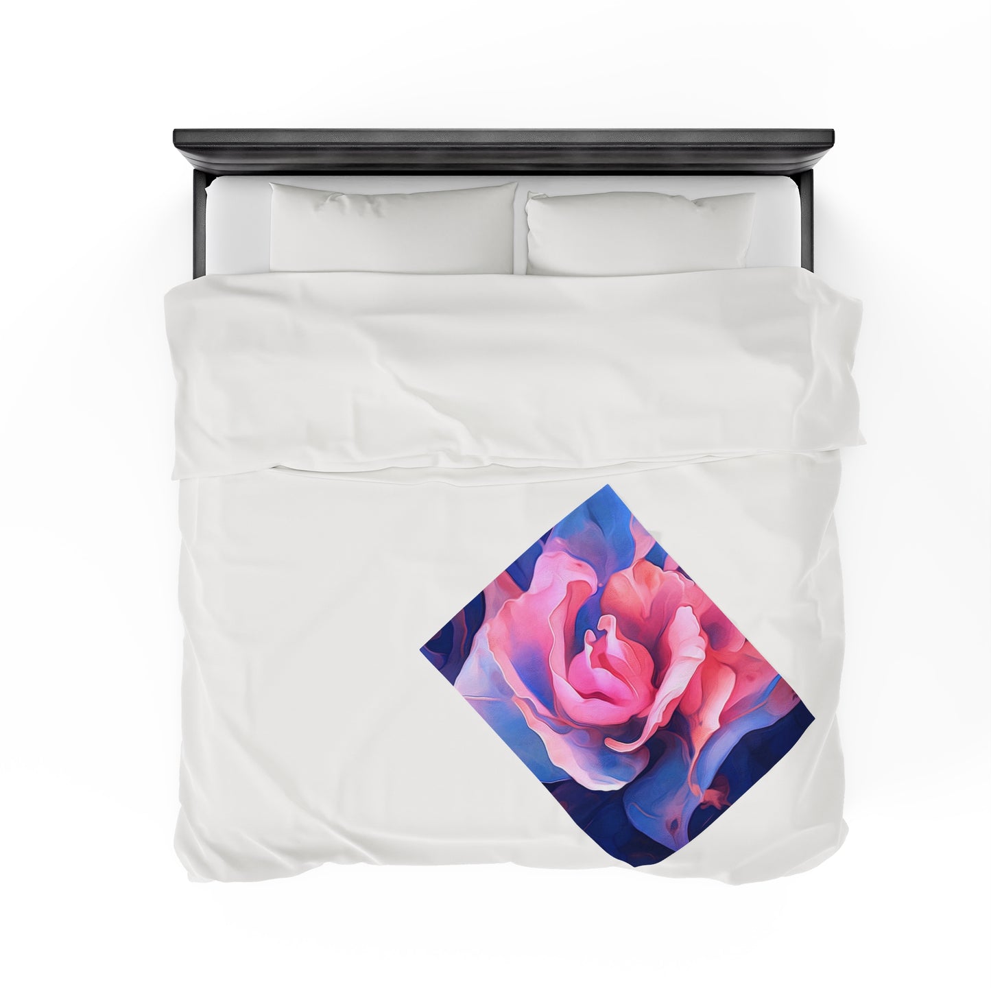 Velveteen Plush Blanket Pink & Blue Tulip Rose 1