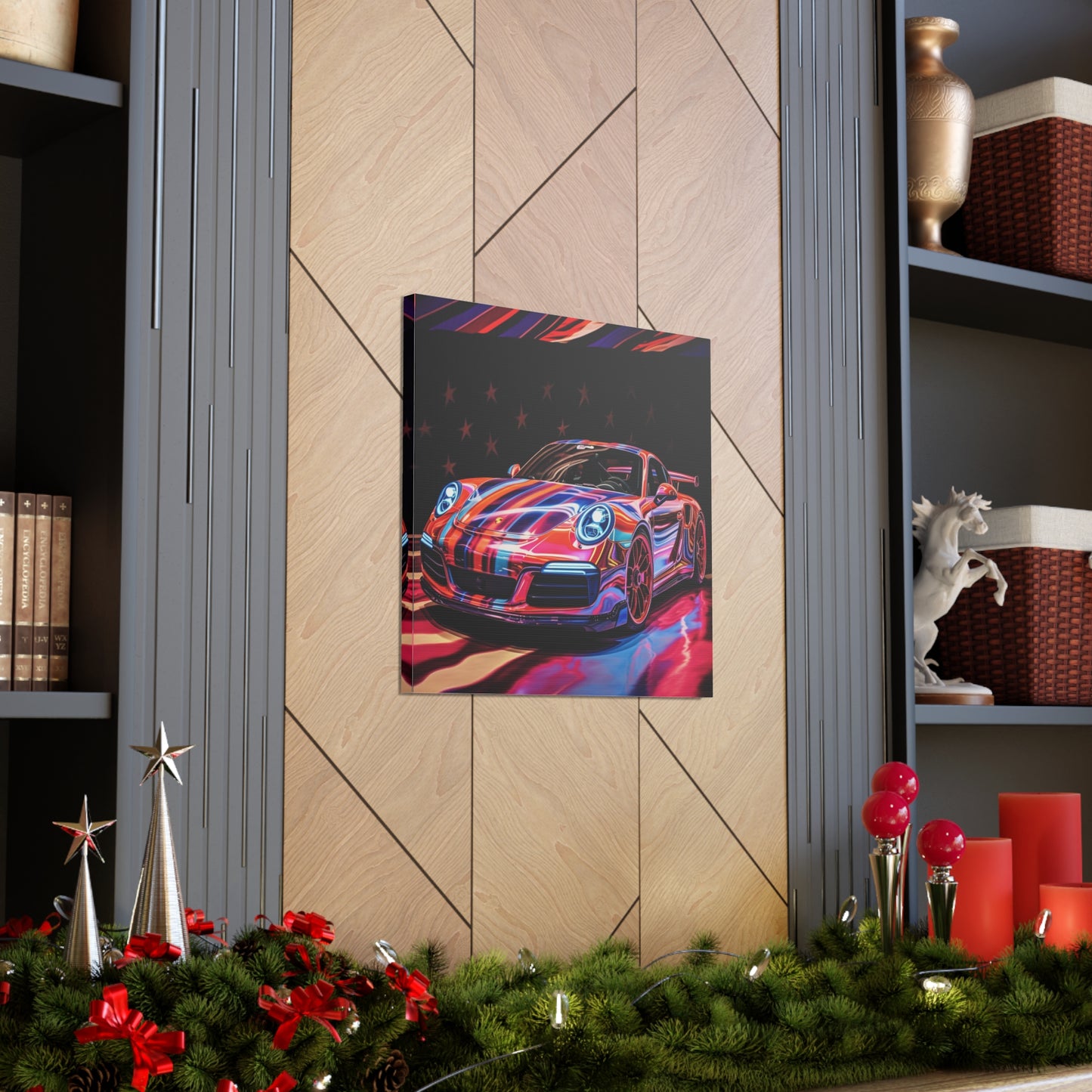 Canvas Gallery Wraps American Flag Colored Porsche 4