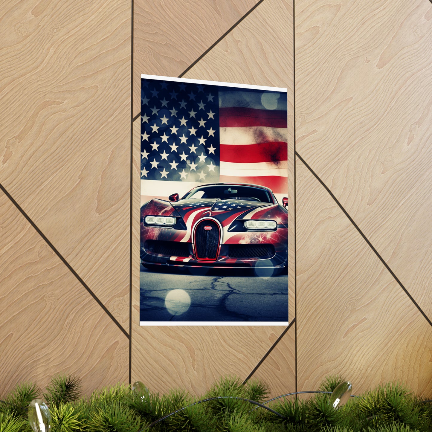 Premium Matte Vertical Posters Abstract American Flag Background Bugatti 1