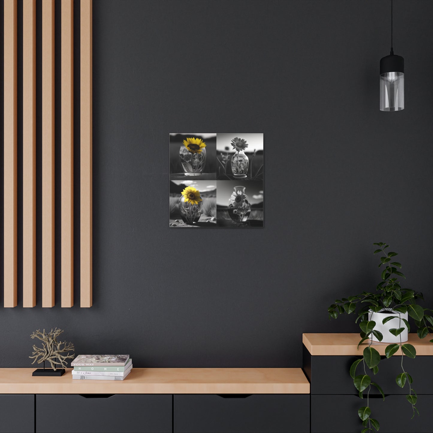 Canvas Gallery Wraps Yellw Sunflower in a vase 5