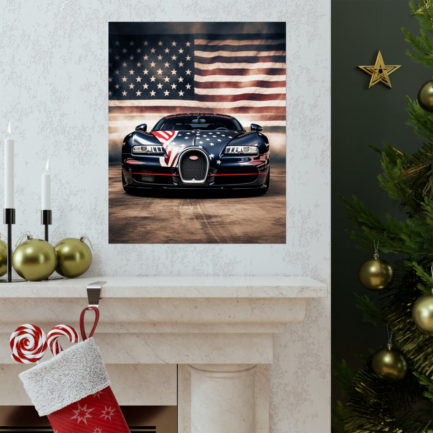 Premium Matte Vertical Posters Bugatti American Flag 2