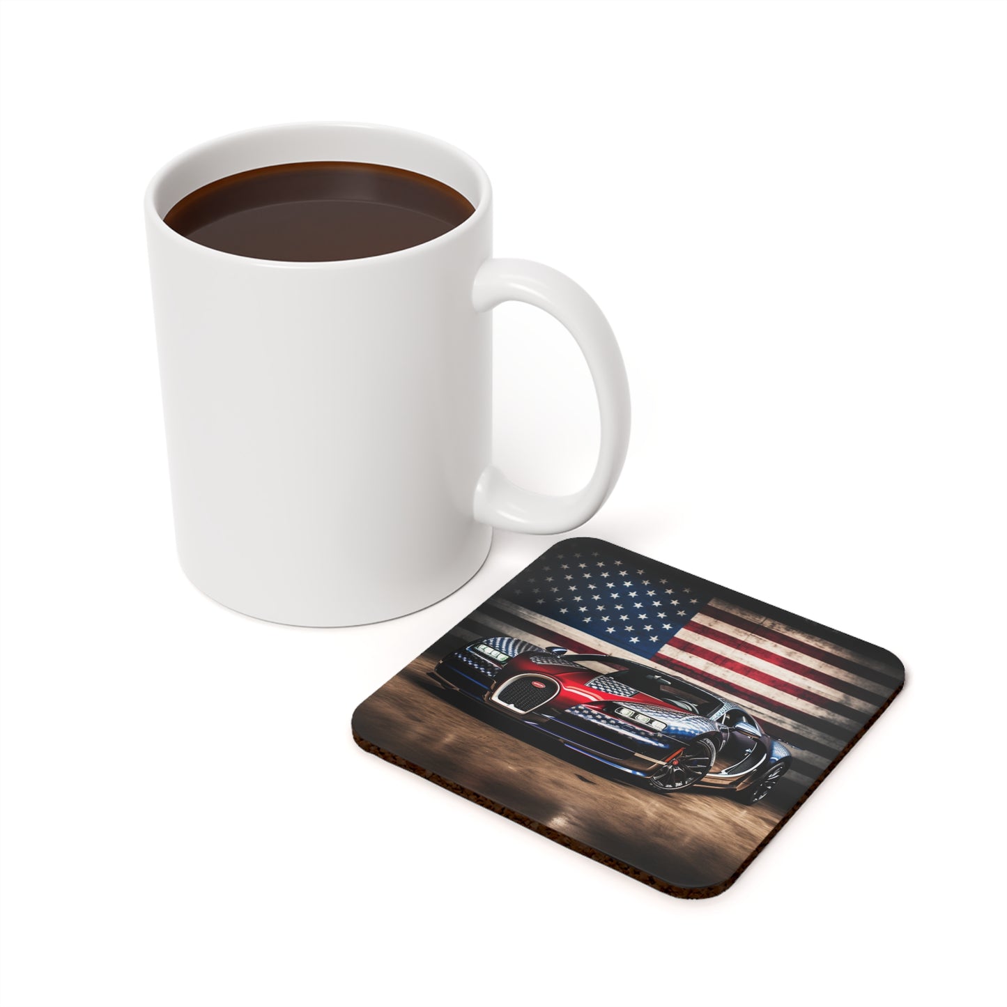 Cork Back Coaster Bugatti American Flag 1