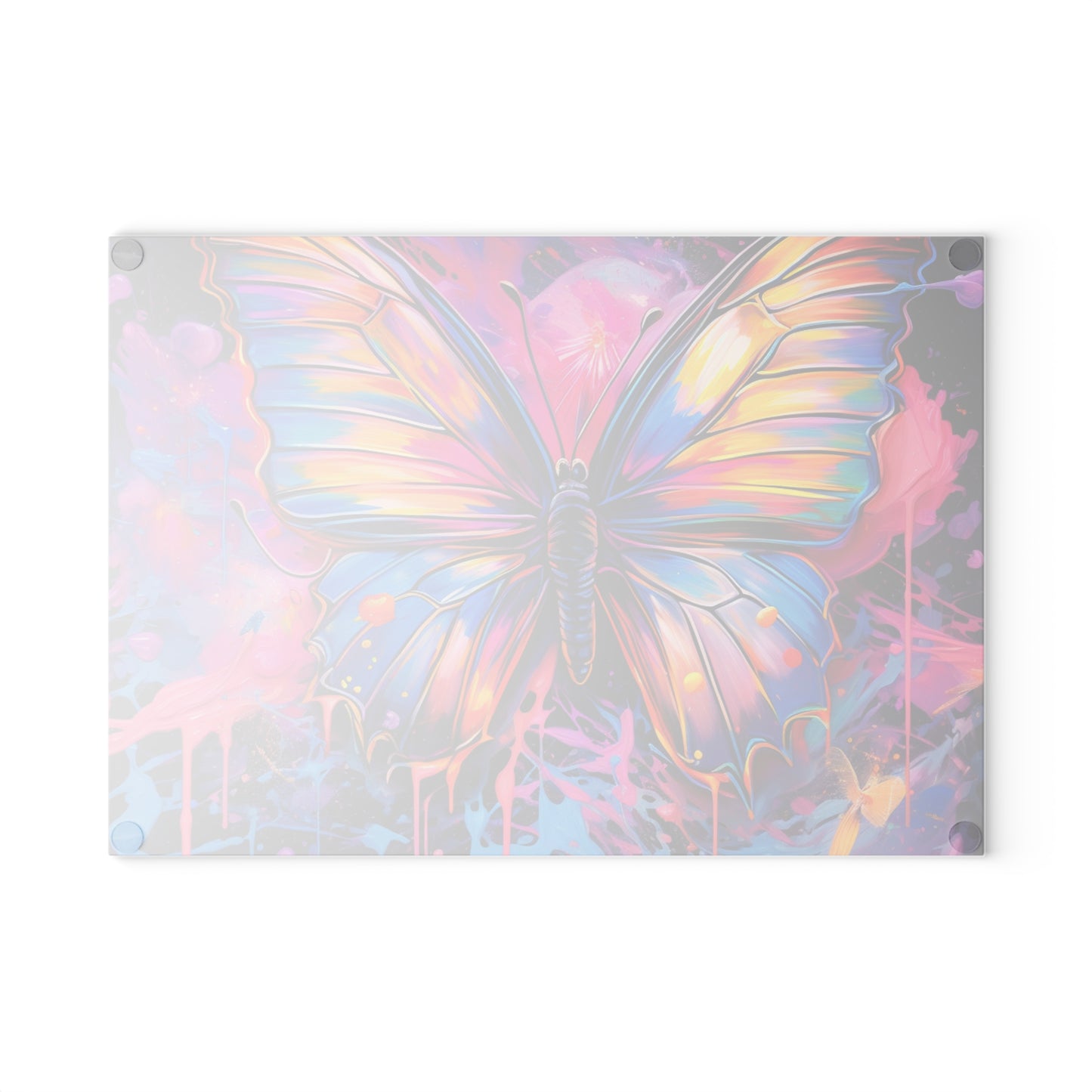 Glass Cutting Board Pink Butterfly Flair 3