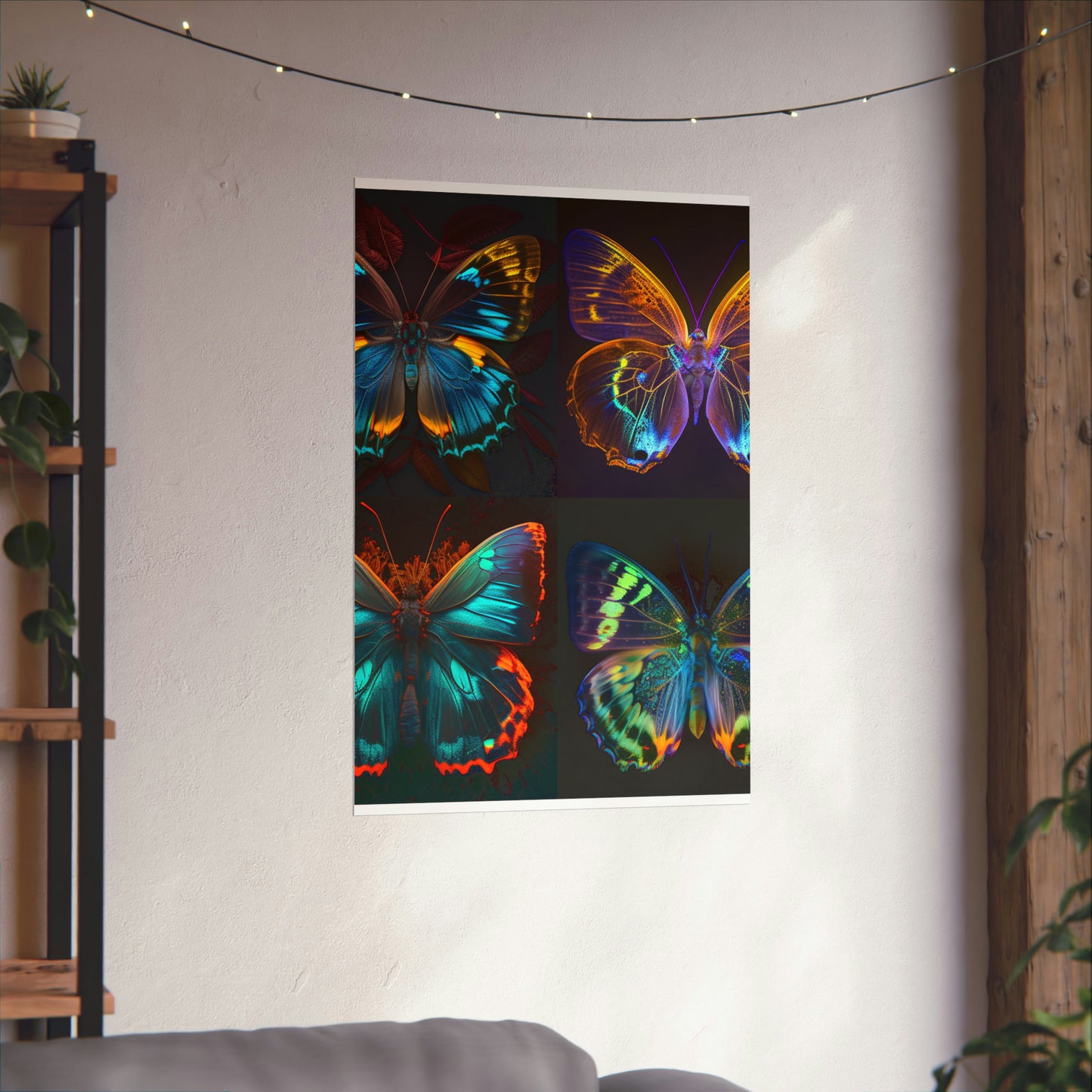 Premium Matte Vertical Posters Neon Butterfly Flair 5