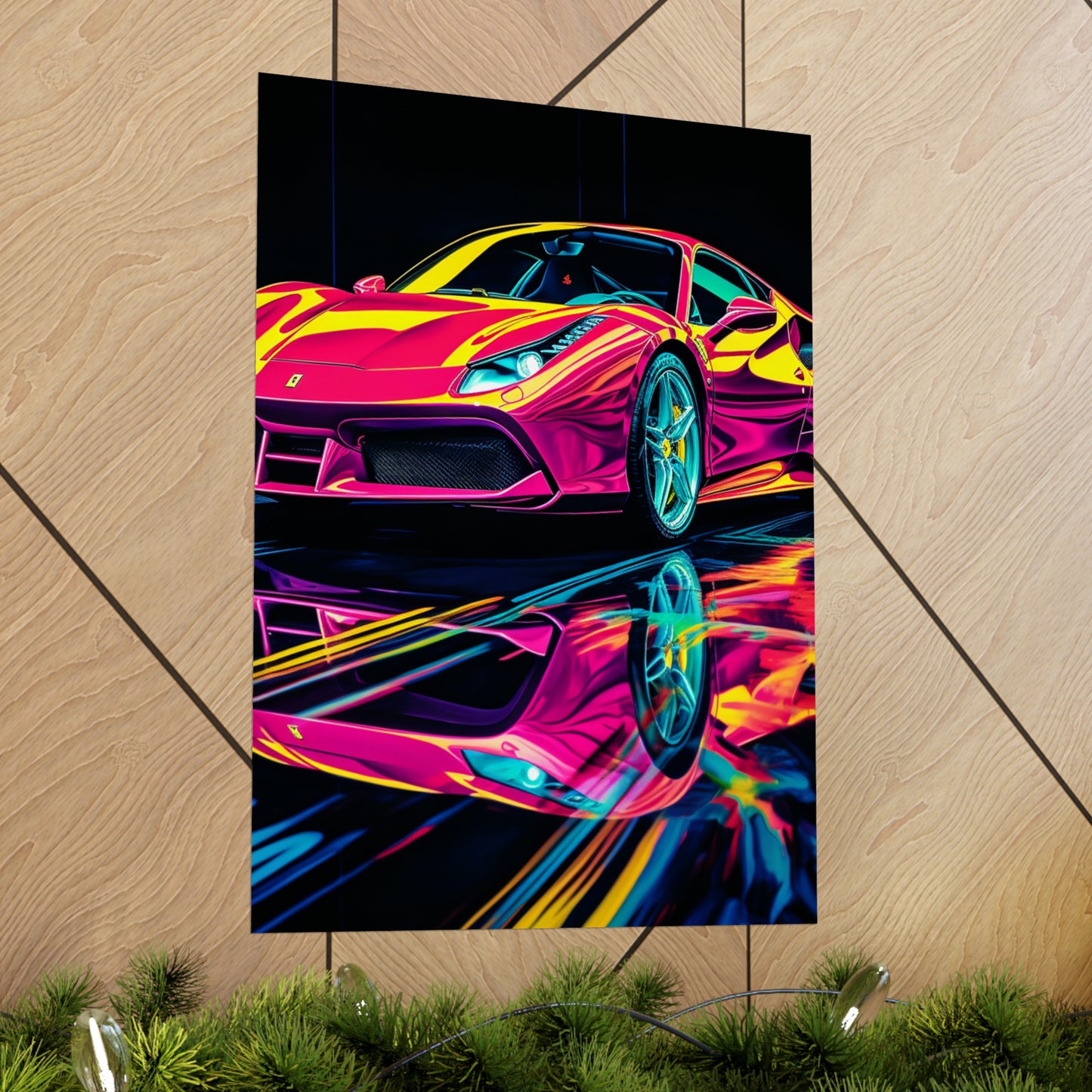 Premium Matte Vertical Posters Pink Ferrari Macro 1