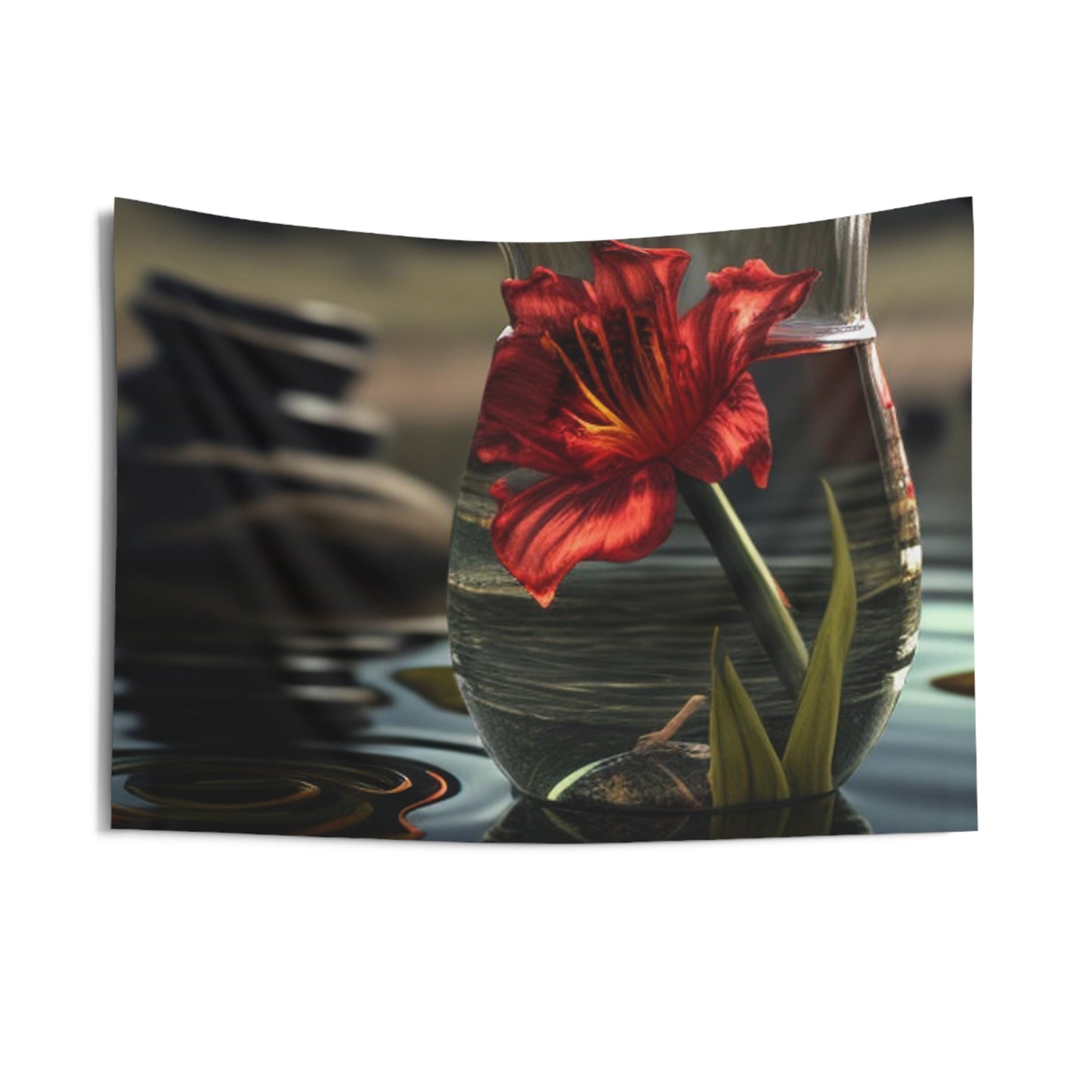 Indoor Wall Tapestries Red Lily in a Glass vase 4
