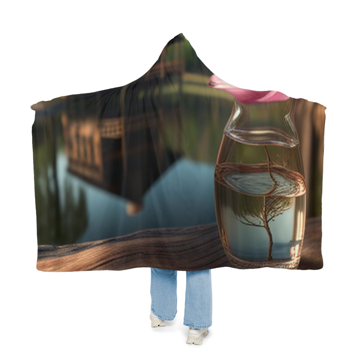 Snuggle Hooded Blanket Magnolia in a Glass vase 1