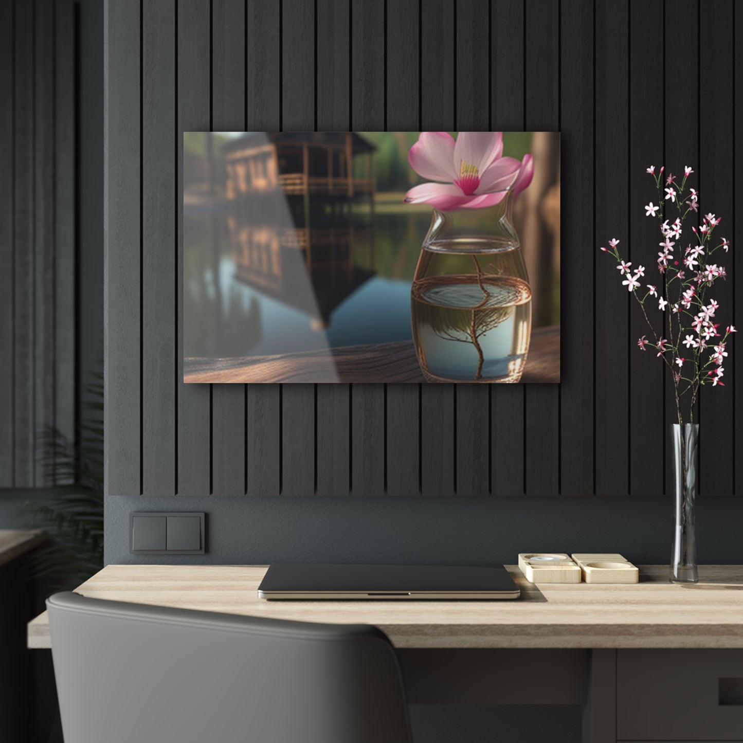 Acrylic Prints Magnolia in a Glass vase 1