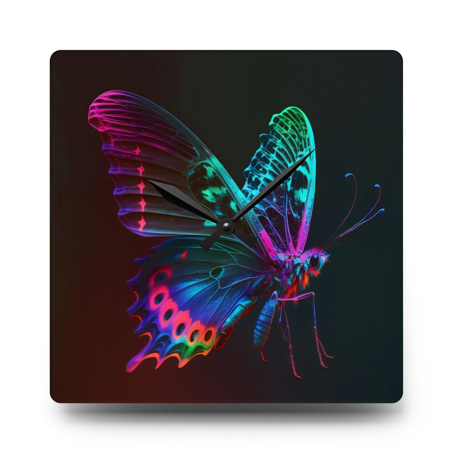 Acrylic Wall Clock Raw Hyper Color Butterfly 1