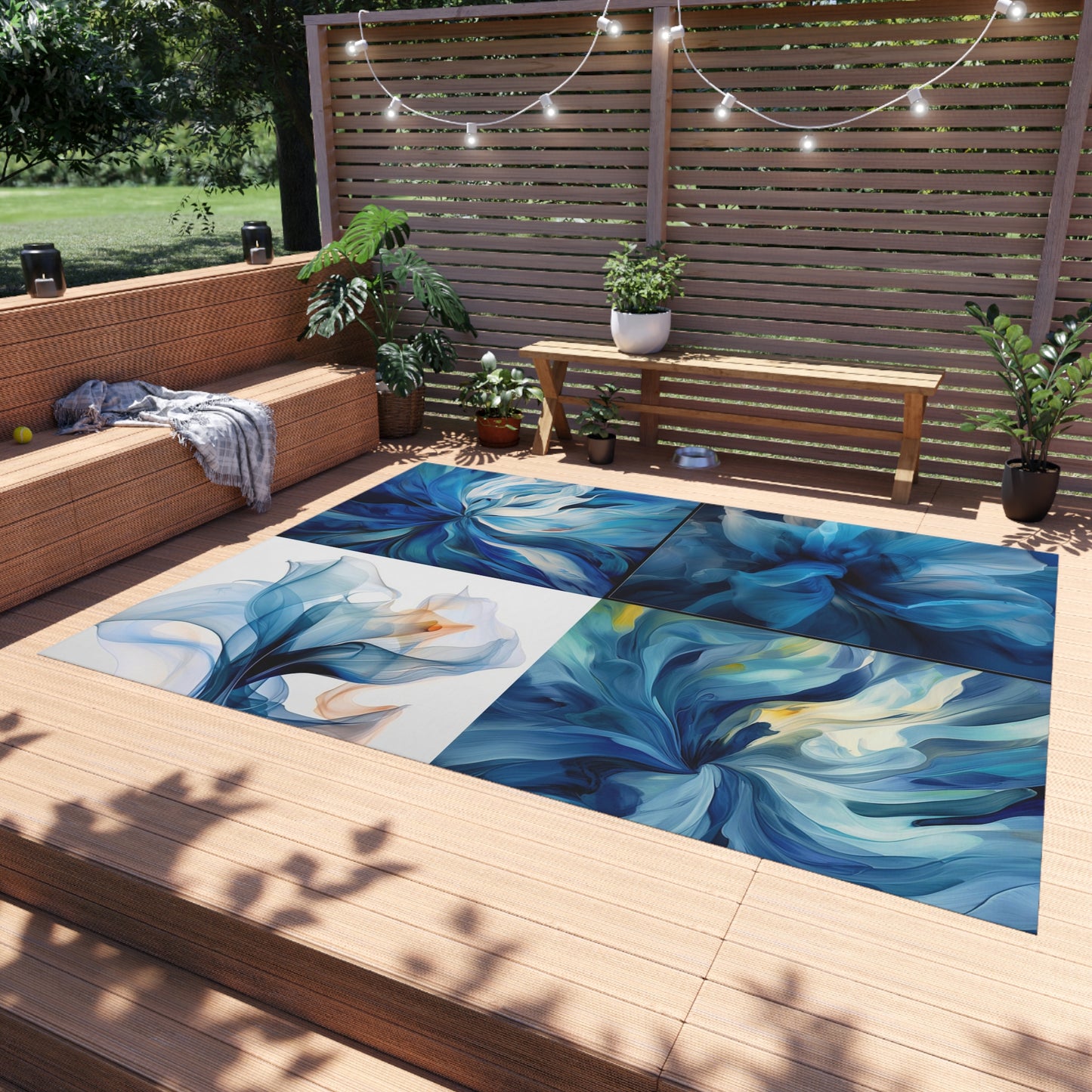 Outdoor Rug  Blue Tluip Abstract 5
