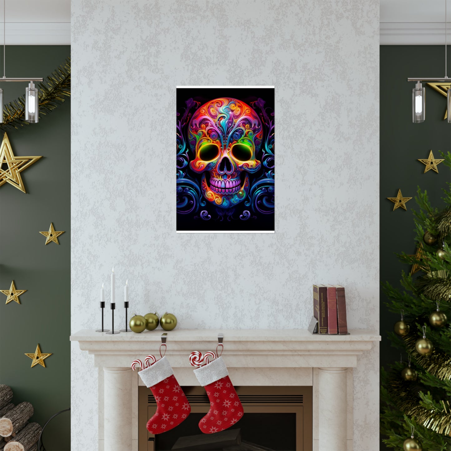 Premium Matte Vertical Posters Macro Skull Color 2