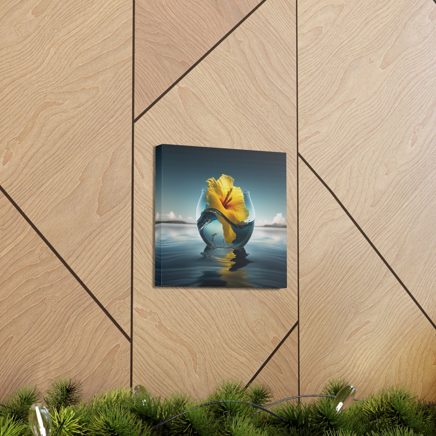 Canvas Gallery Wraps Yellow Hibiscus glass 4