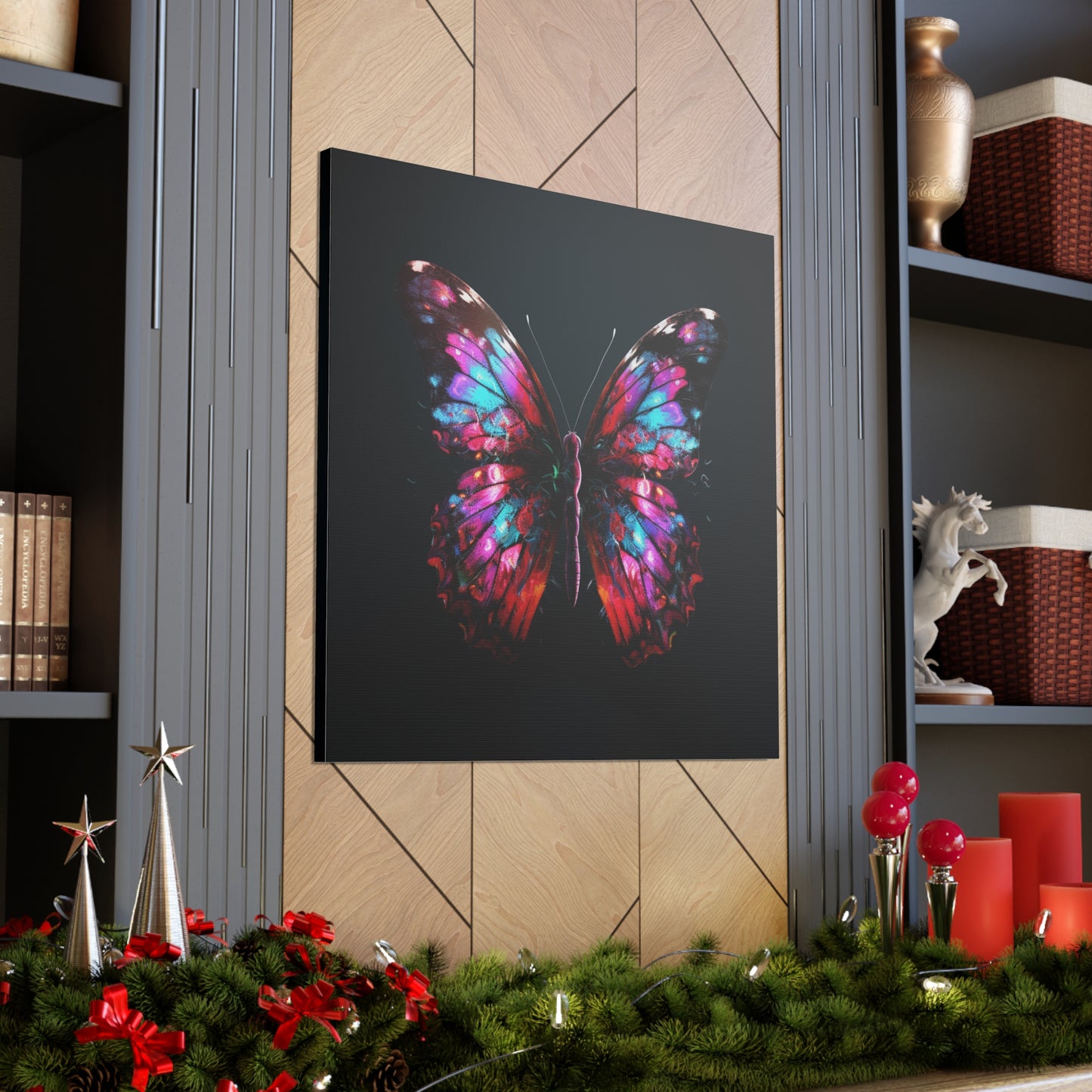 Canvas Gallery Wraps Hyper Colorful Butterfly Macro 3