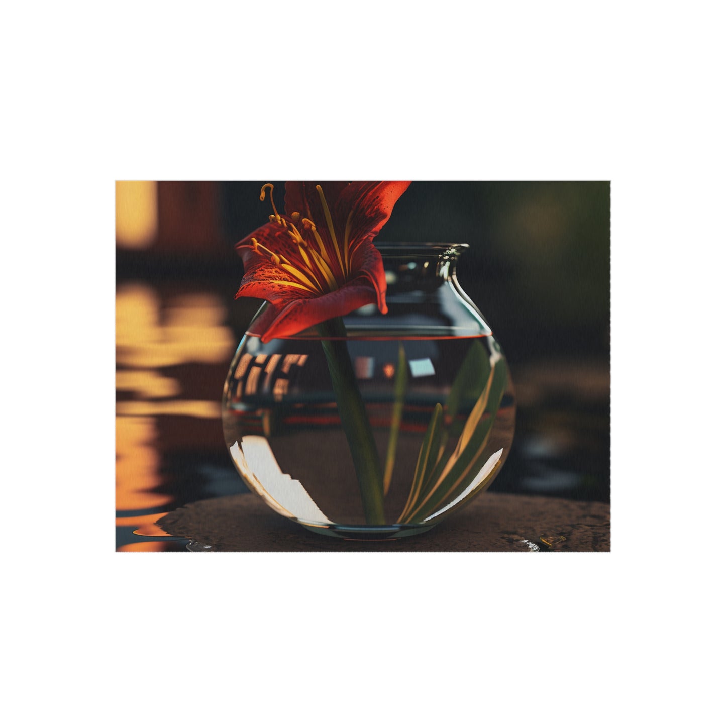 Outdoor Rug  Red Lily in a Glass vase 2