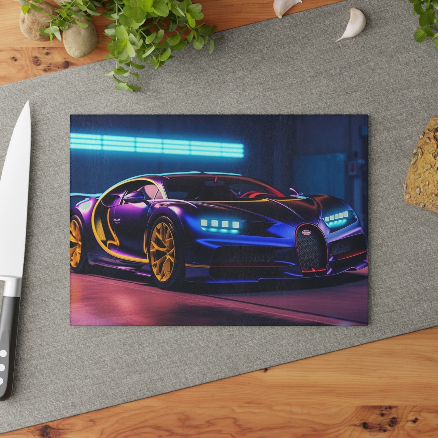 Glass Cutting Board Hyper Bugatti Neon Chiron 4