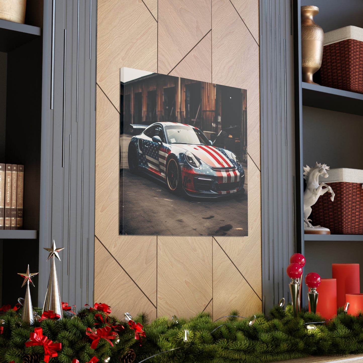 Canvas Gallery Wraps American Flag Porsche 3