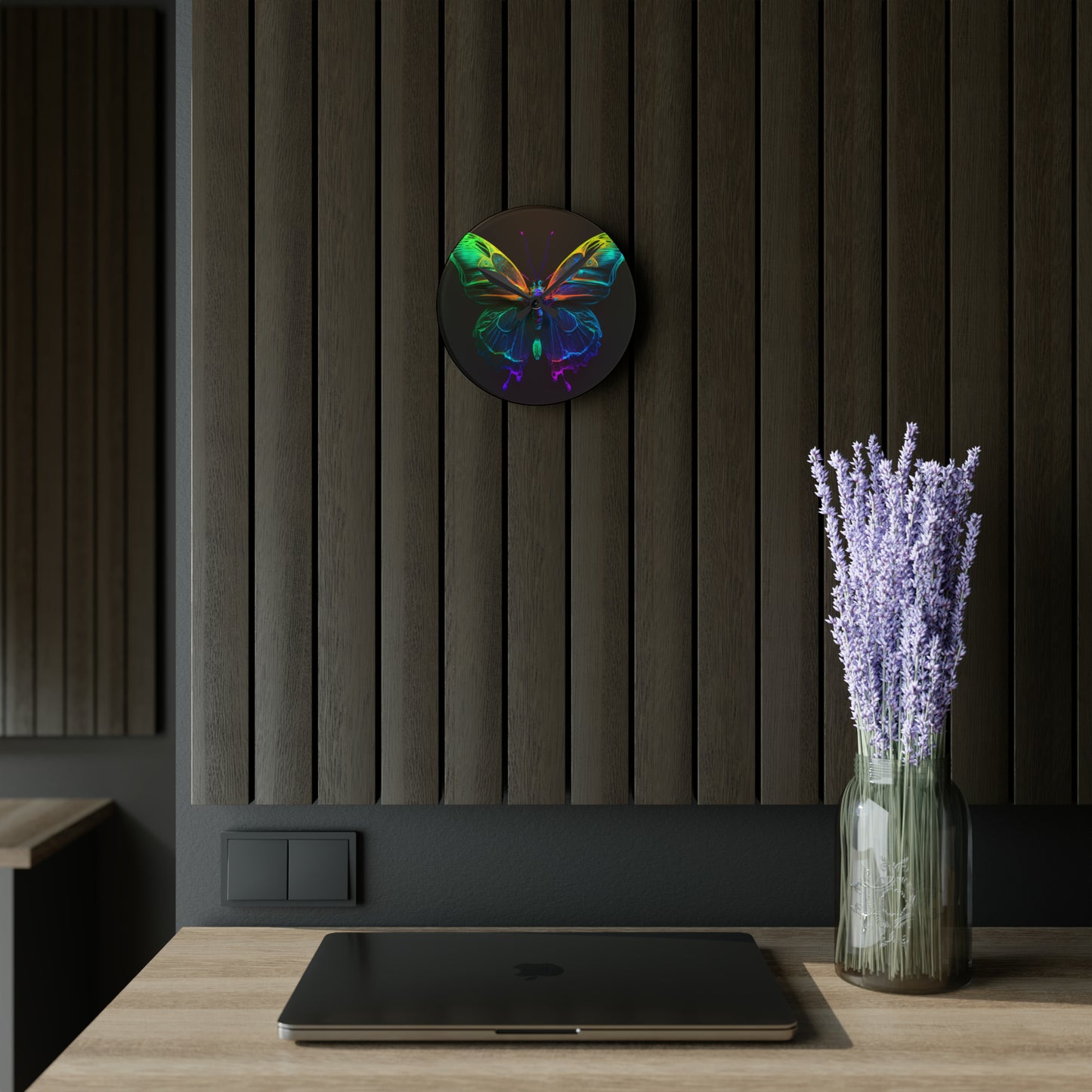 Acrylic Wall Clock Raw Hyper Color Butterfly 3